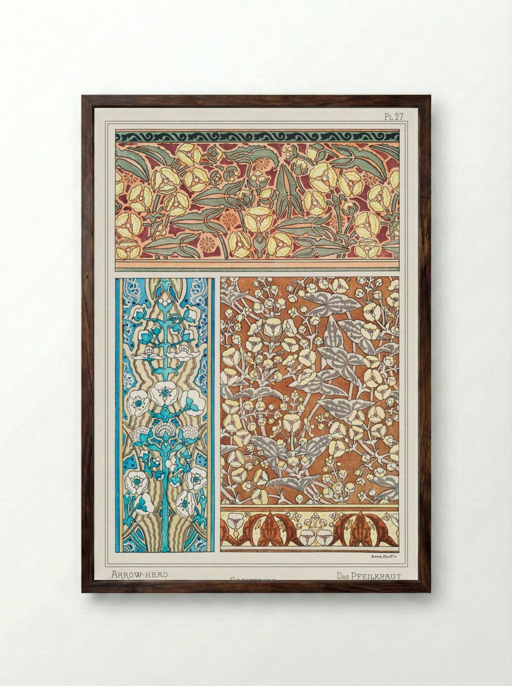 Sagittaire (Arrowhead) from La Plante et ses Applications ornementales - Maurice Pillard Verneuil - Framed Print Dark Wood