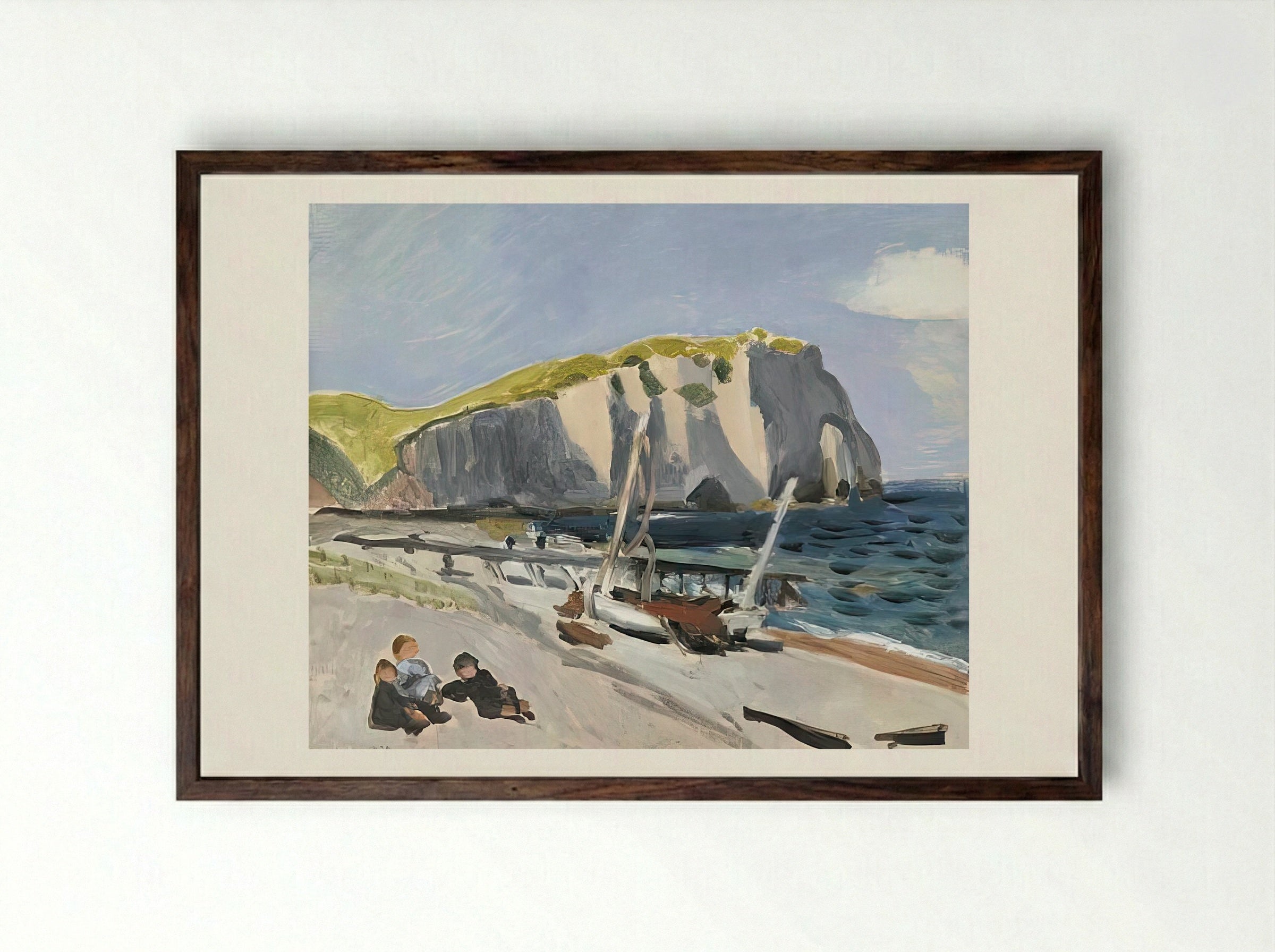 Falaises d’Aval by Henri Matisse – Fauvist Coastal Cliff Scene Print - Framed Print Dark Wood
