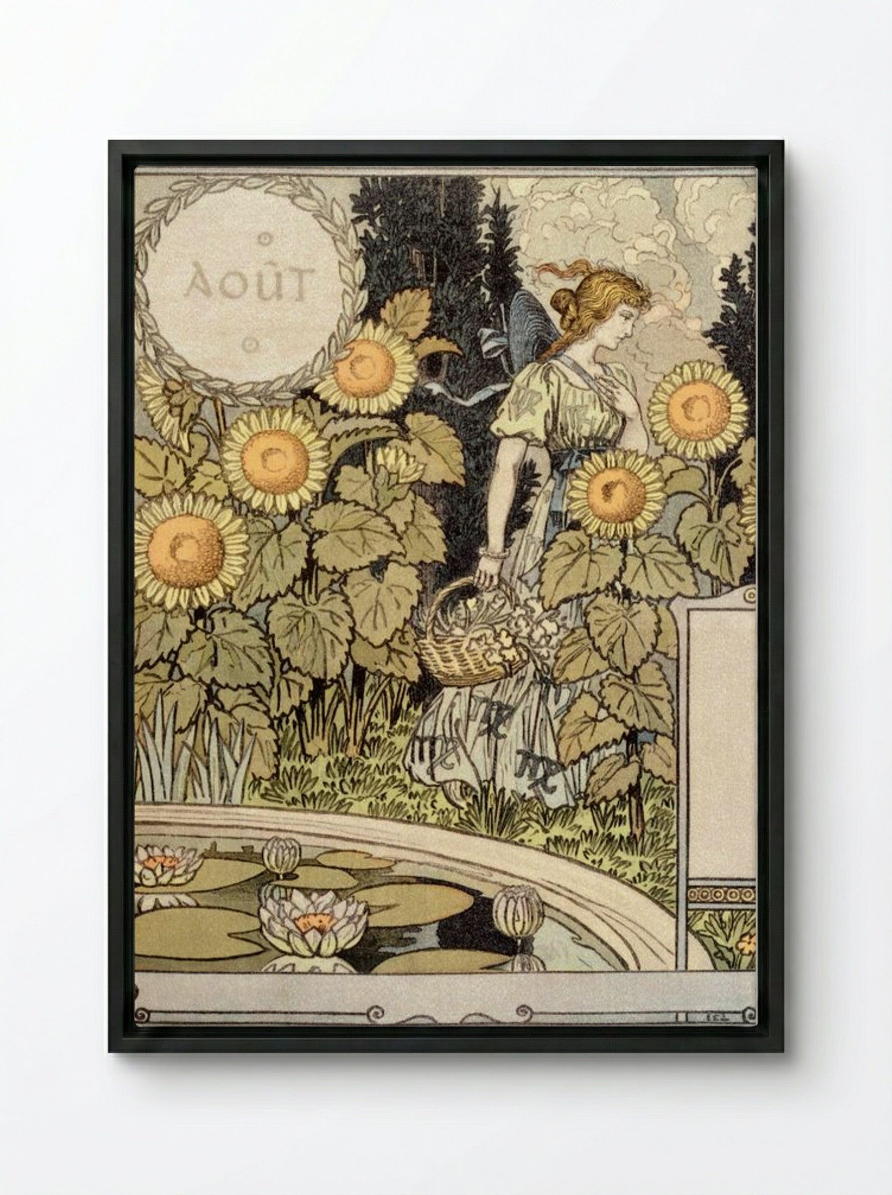 Allegory of the Month of August - Eugène Grasset - Framed Canvas Black