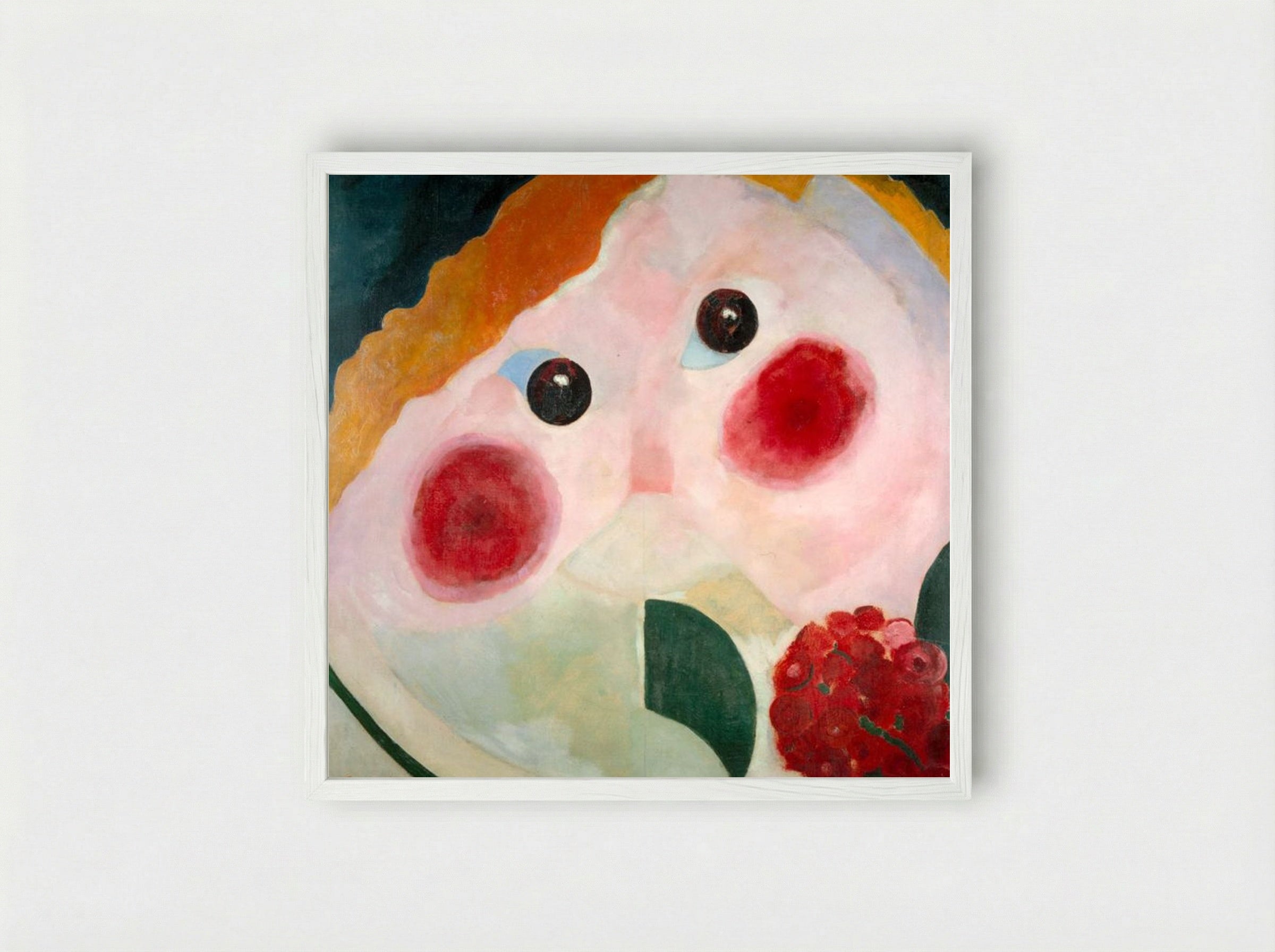 Girl with Ranunculus - Theo van Doesburg - Framed Print White