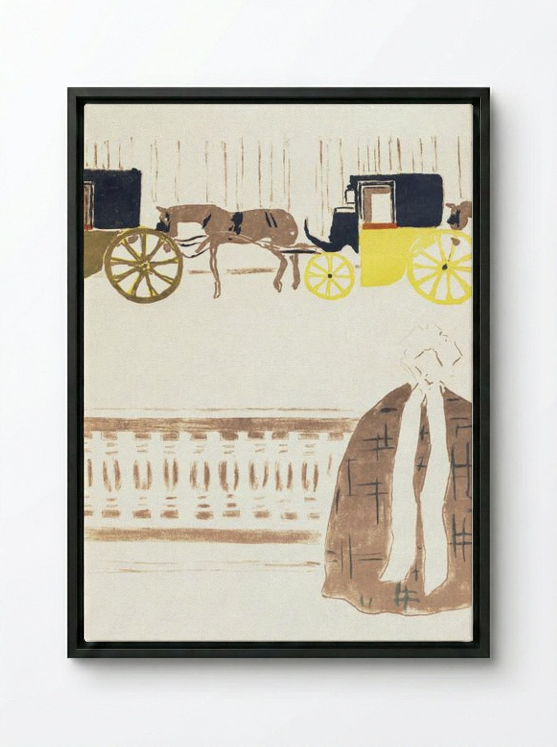 Nursemaids' Promenade, Frieze of Carriages - Pierre Bonnard - Framed Canvas Black
