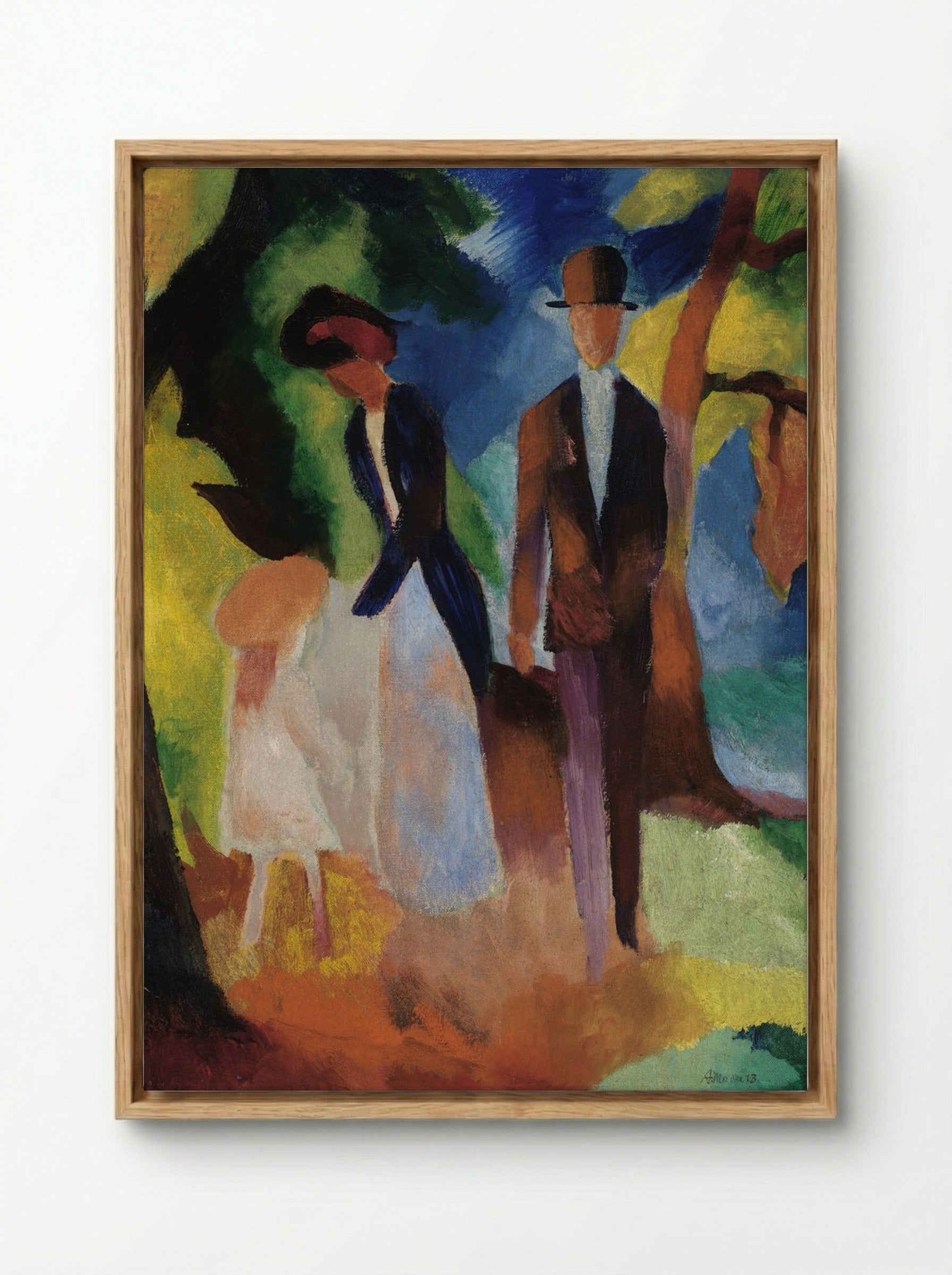 People by a Blue Lake - August Macke - Framed Canvas Wood