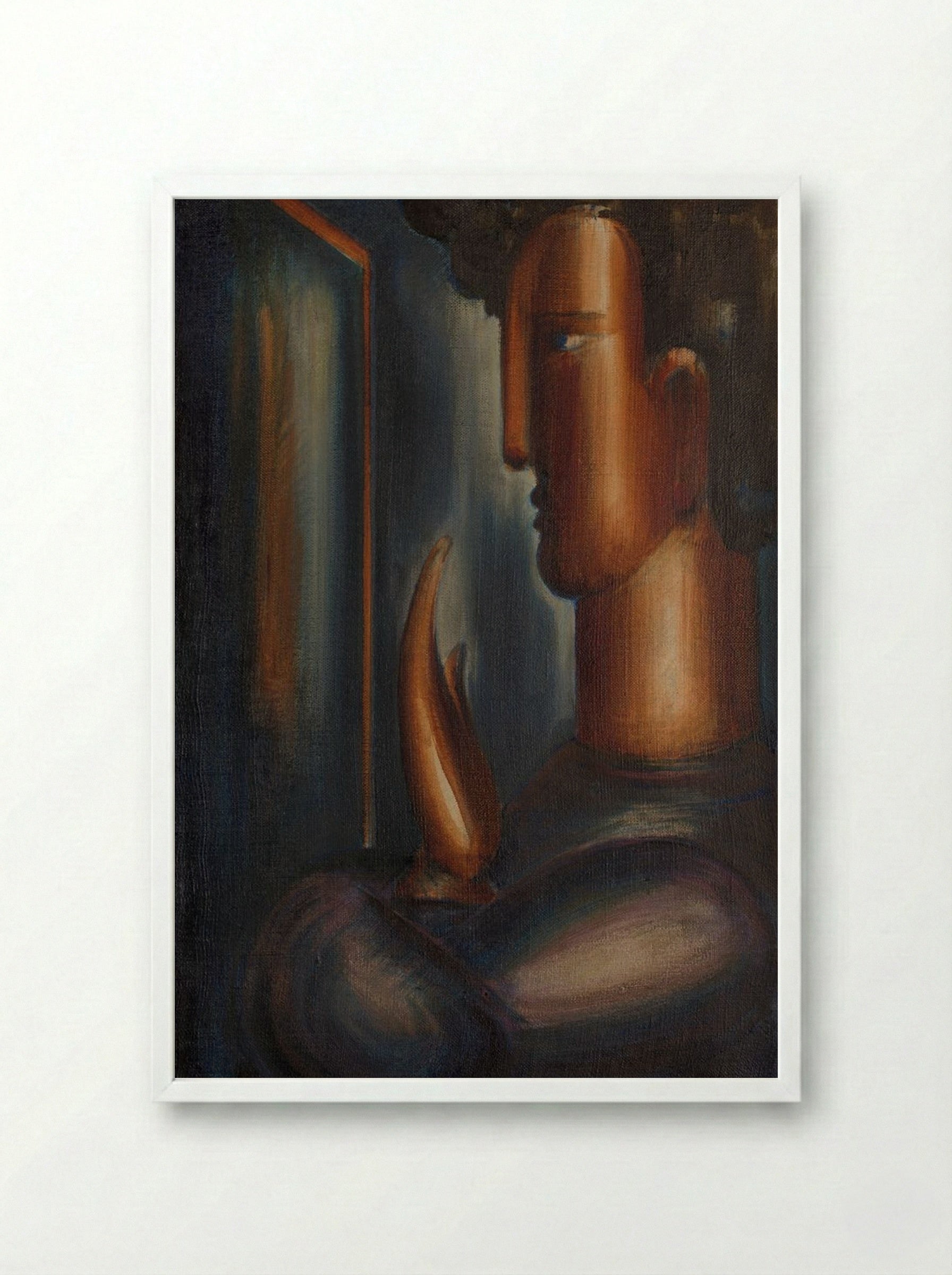 Before the Mirror - Oskar Schlemmer - Framed Print White