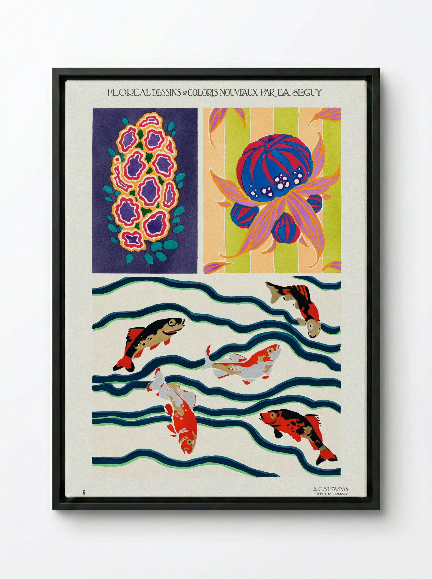 Floréal Dessins et Coloris Nouveaux - Émile-Allain Séguy - Framed Canvas Black