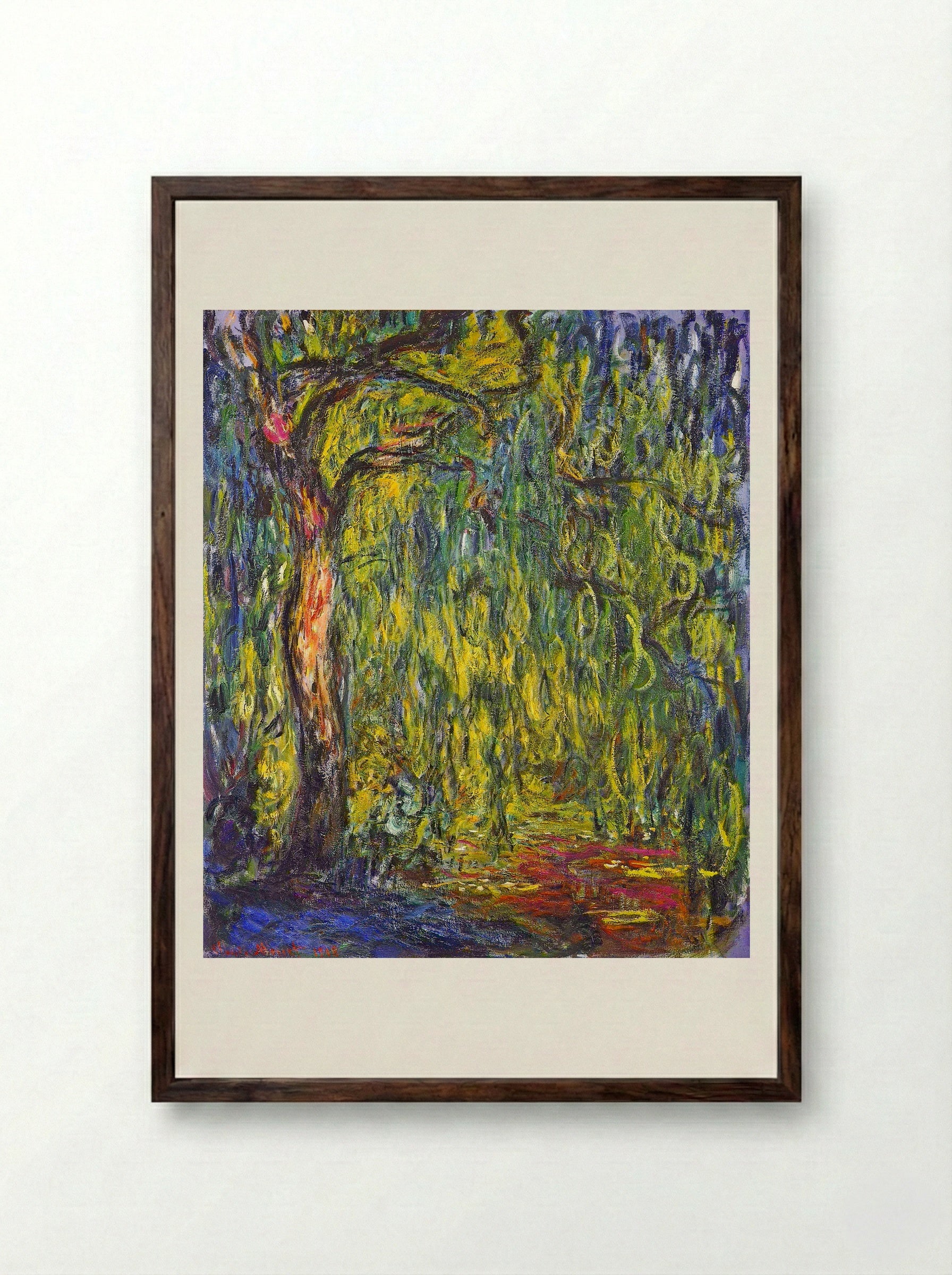 Weeping Willow - Claude Monet - Framed Print Dark Wood