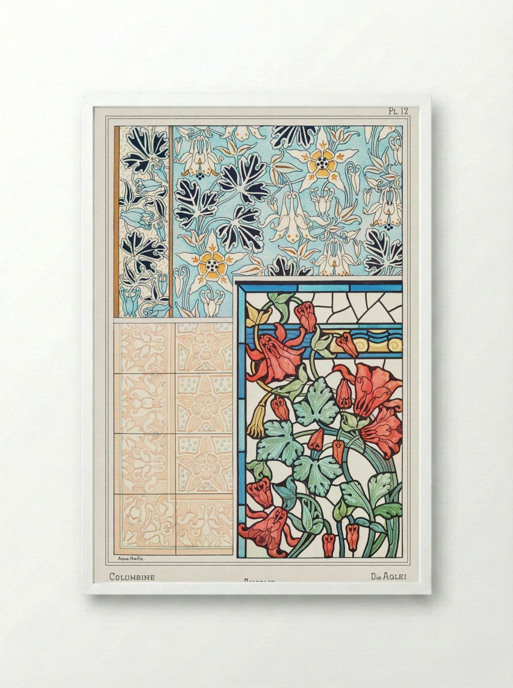 Ancolie (Columbine) from La Plante et ses Applications ornementales - Maurice Pillard Verneuil - Framed Print White