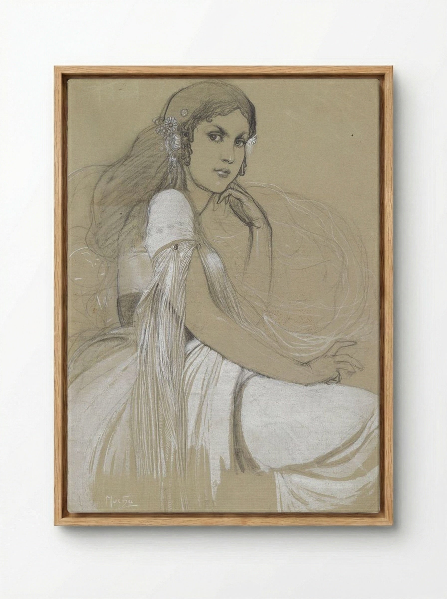 Study of Jaroslava Mucha, the Artist's Daughter - Alphonse Mucha - Framed Canvas Wood
