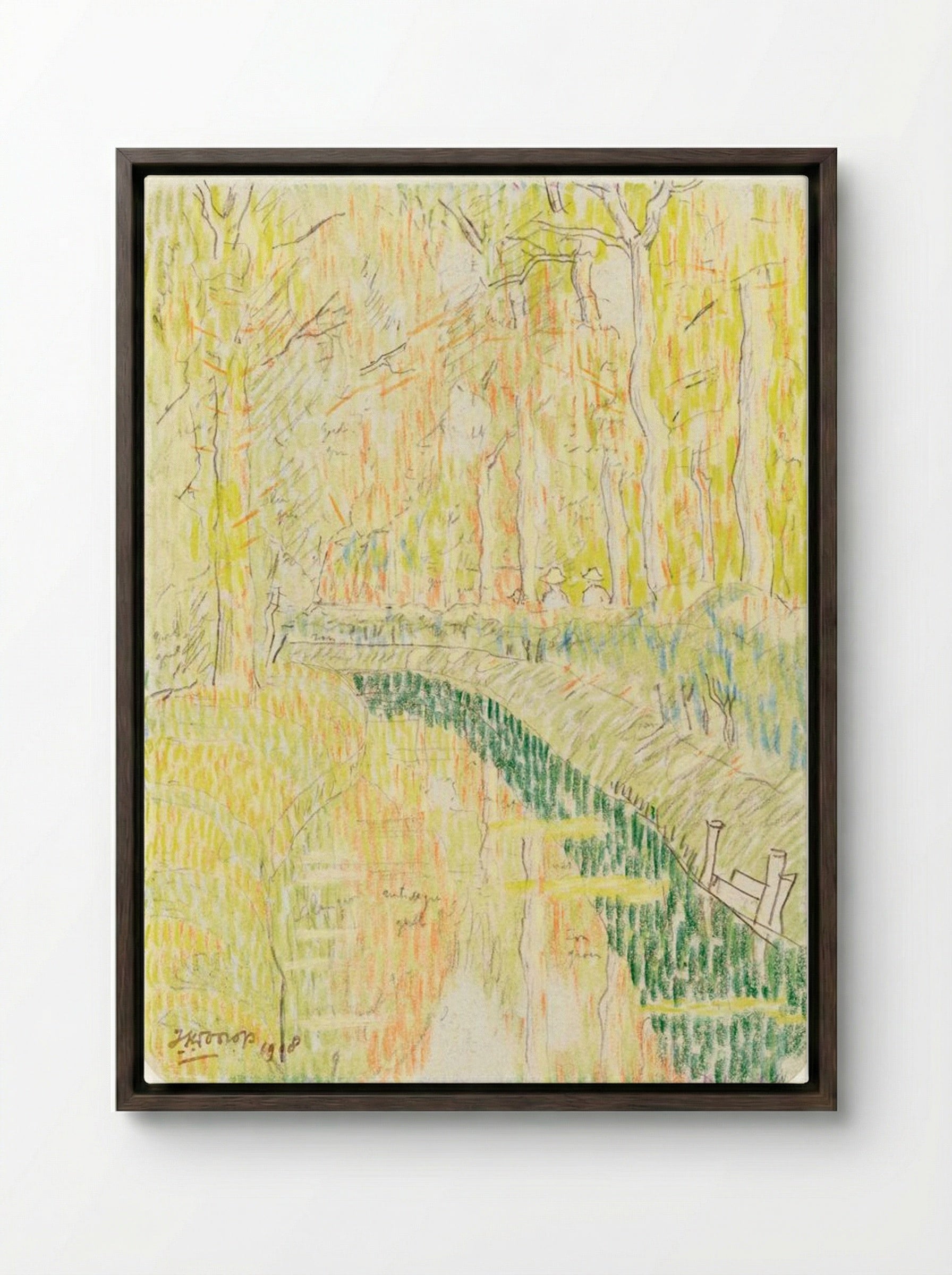 Navigates Between Trees - Jan Toorop - Framed Canvas Dark Wood