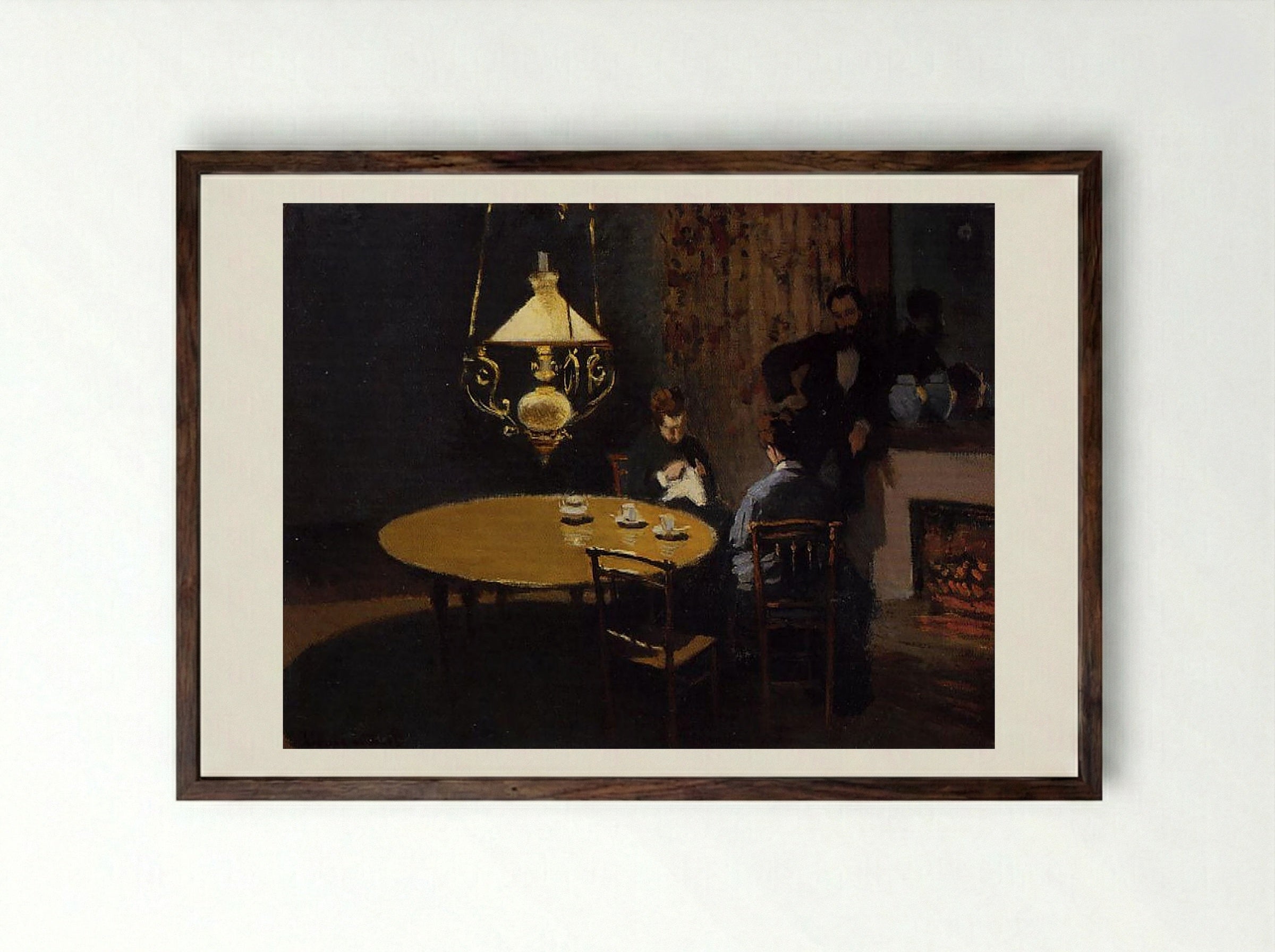 The Dinner - Viggo Johansen - Framed Print Dark Wood