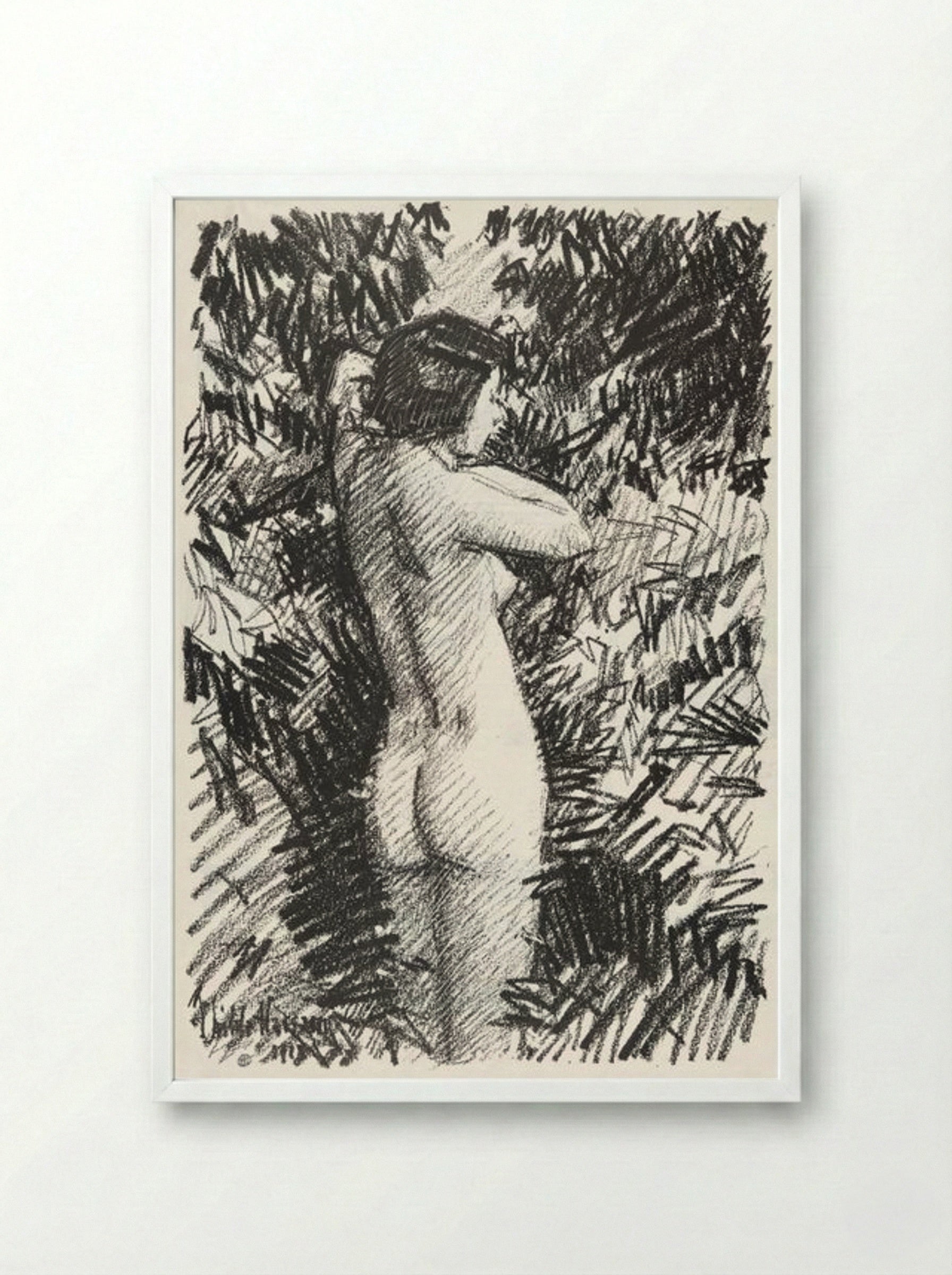 Nude in Landscape - Childe Hassam - Framed Print White