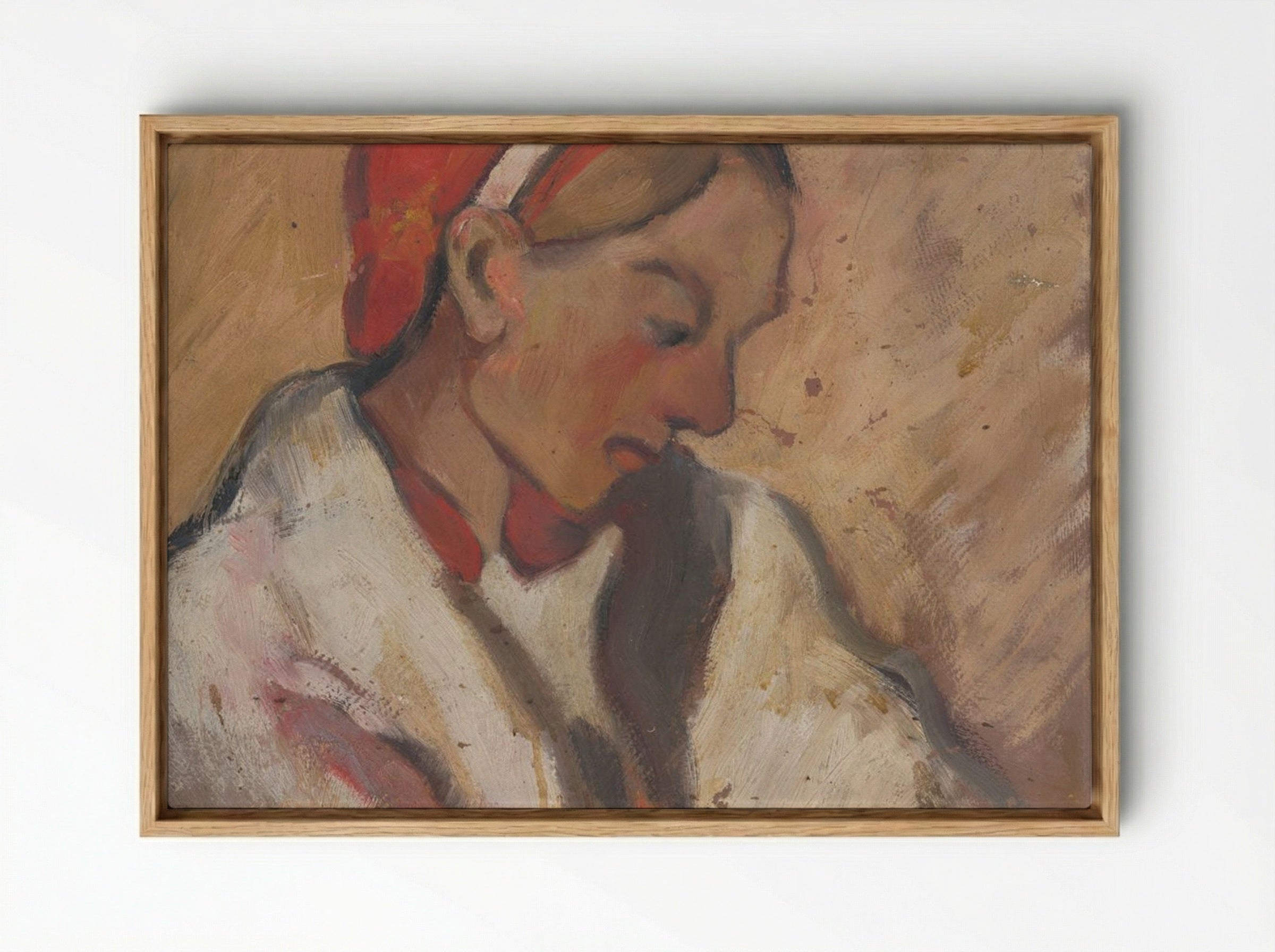 Girl in a Red Bonnet - Zolo Palugyay - Framed Canvas Wood
