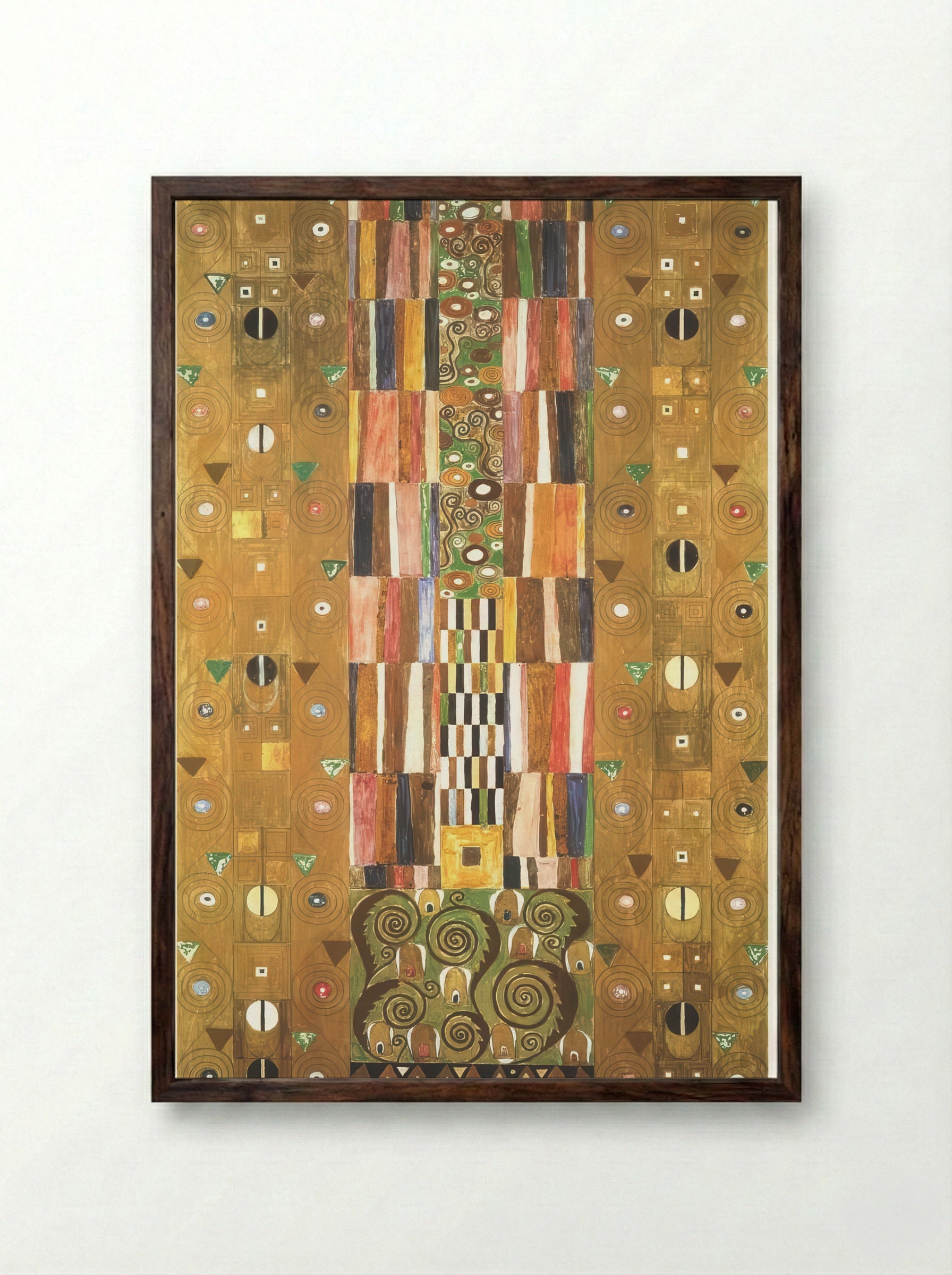 Design for the Stoclet Frieze: The Knight - Gustav Klimt - Framed Print Dark Wood