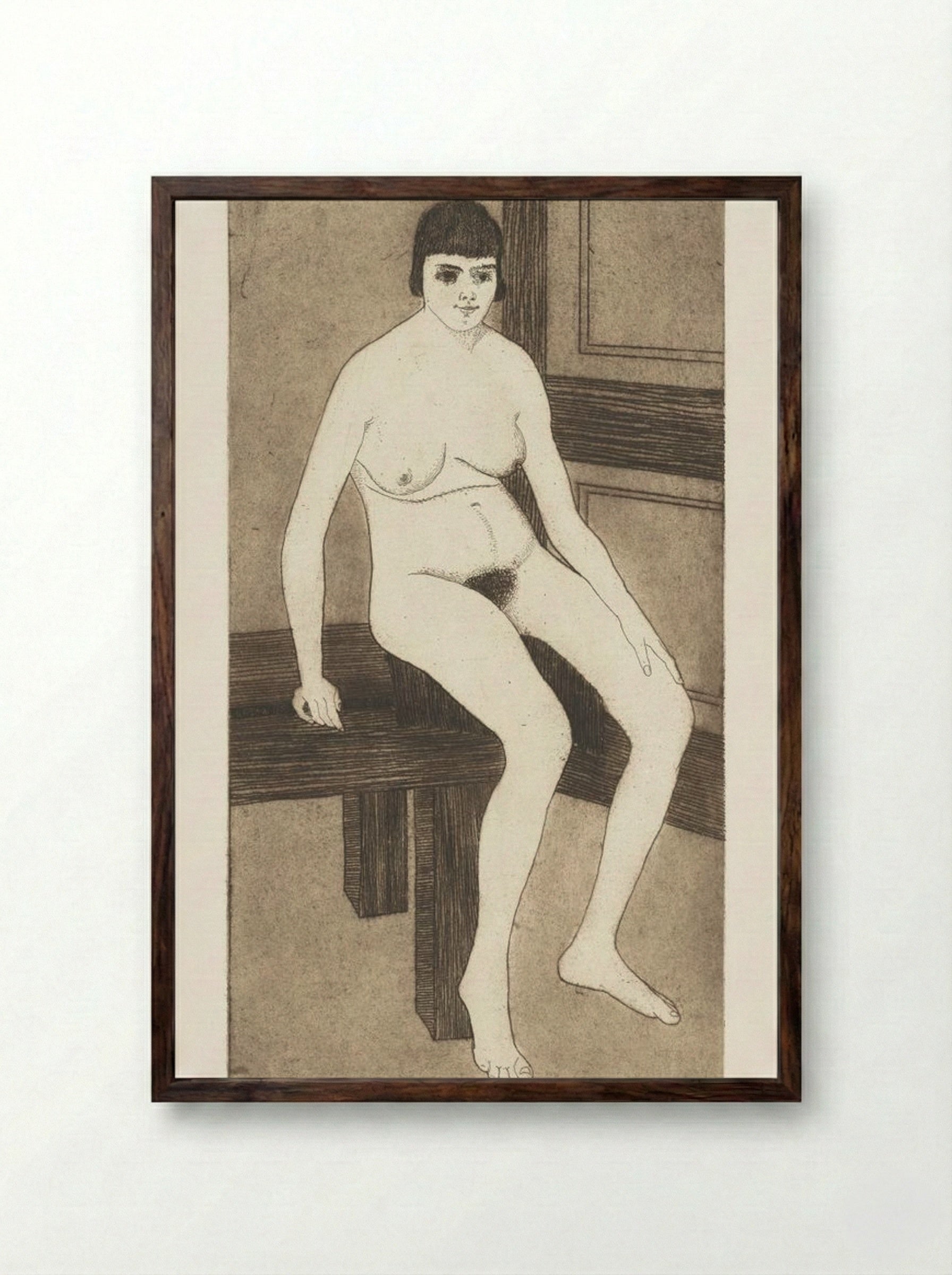 Seated Nude (Zittend naakt) - Samuel Jessurun de Mesquita - Framed Print Dark Wood