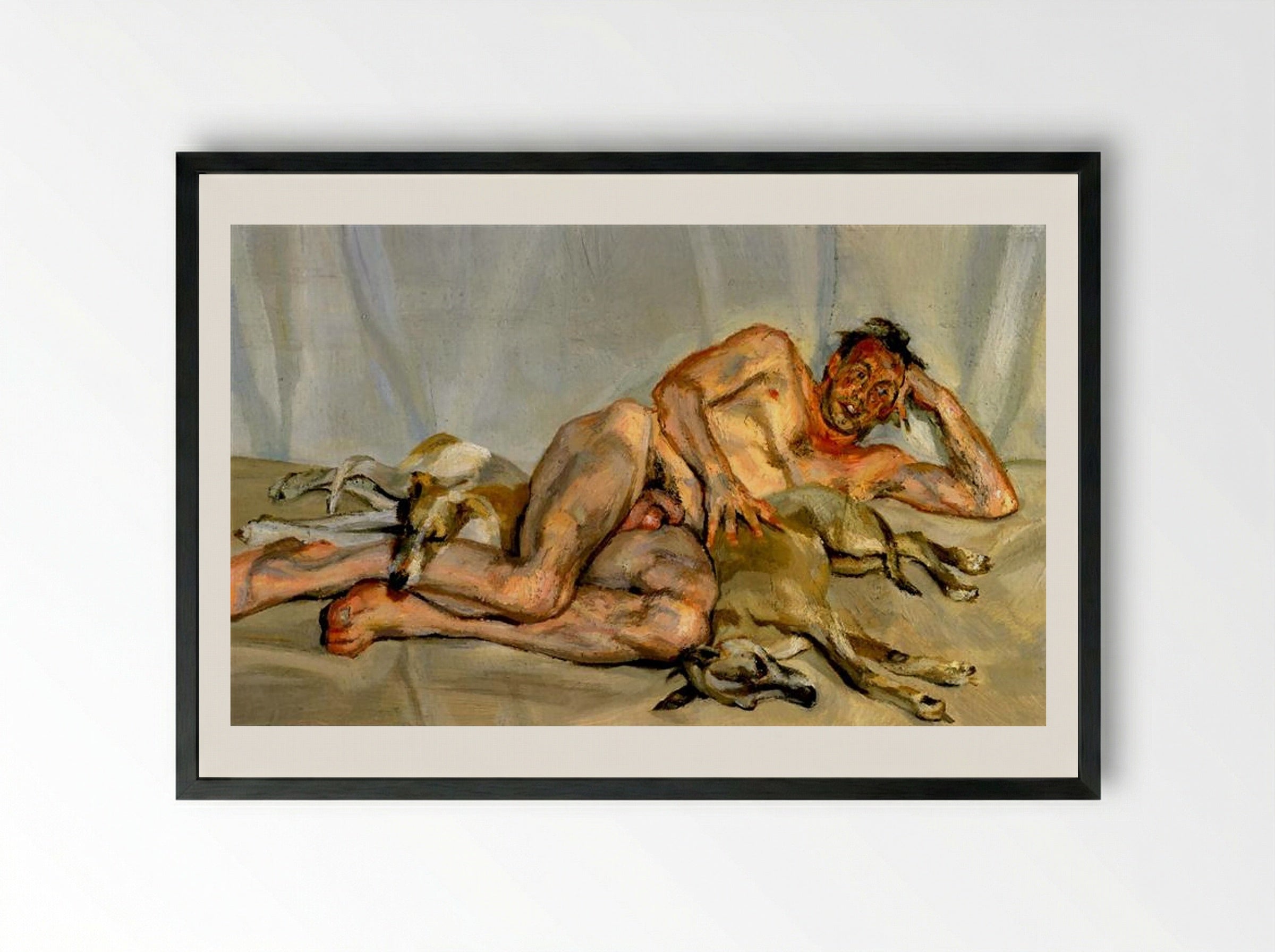 David, Pluto and Eli - Lucian Freud - Framed Print Black