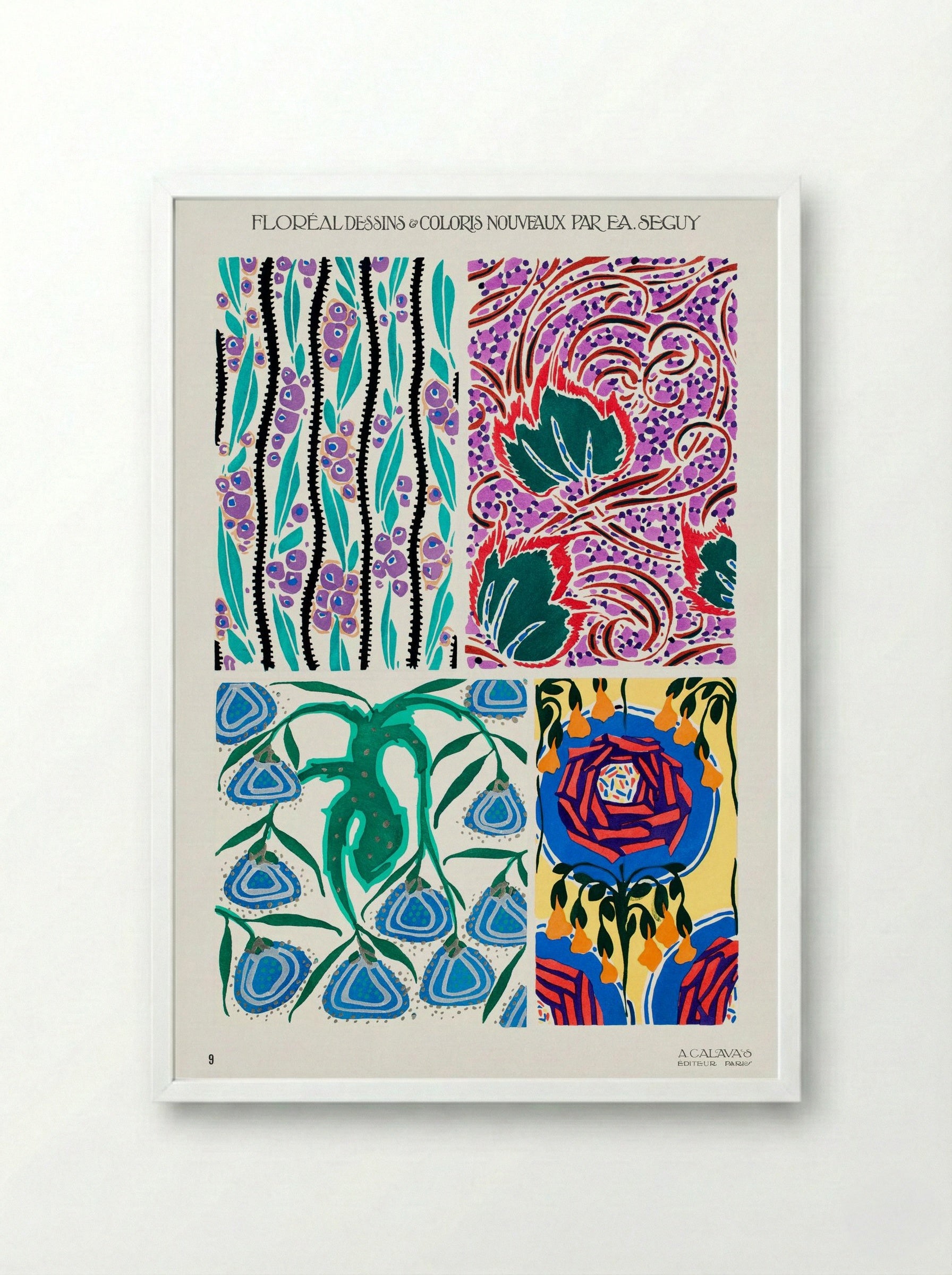 Floréal: Dessins et Coloris Nouveaux - Émile-Allain Séguy - Framed Print White