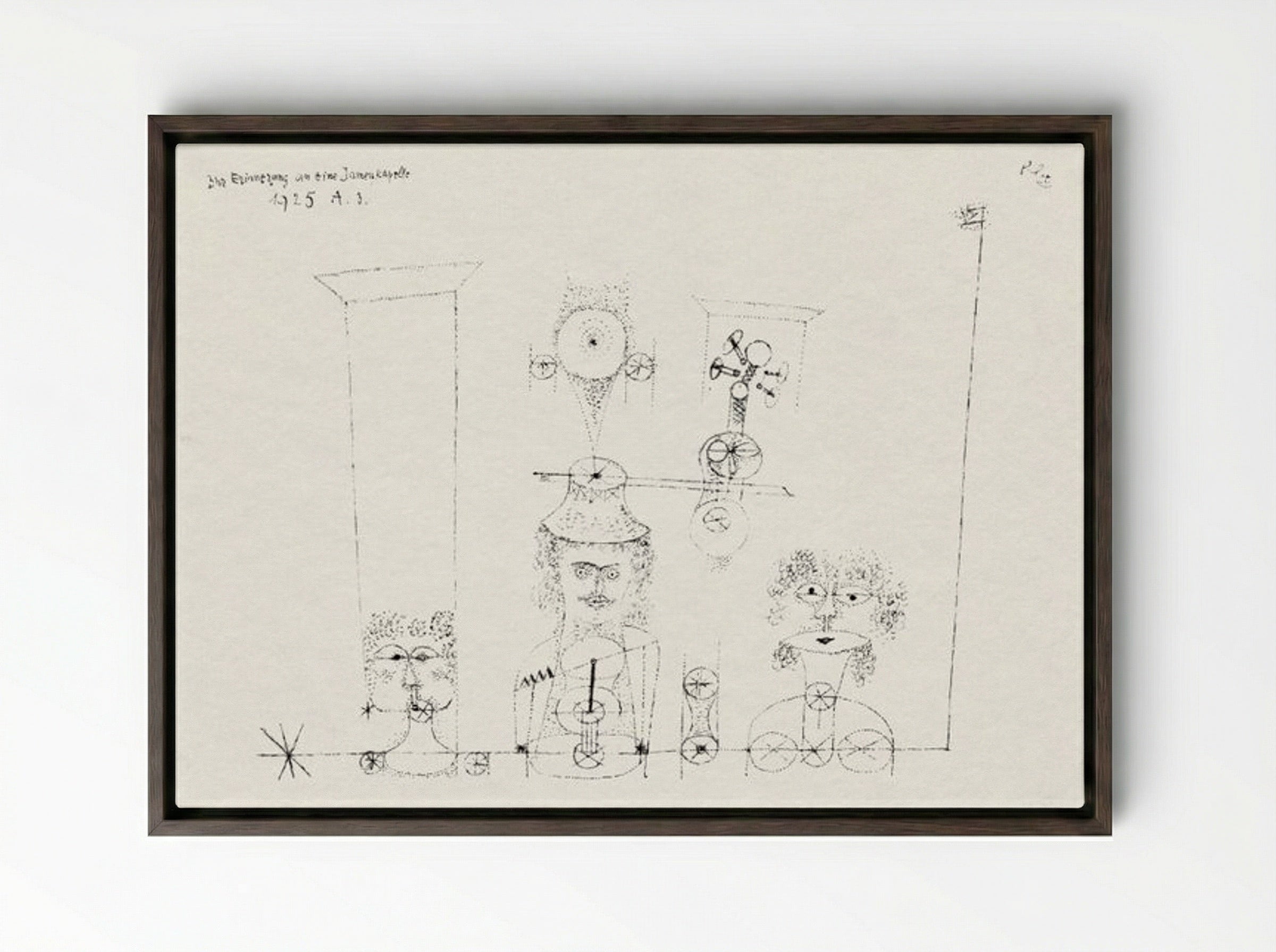 In Memory of an All-Girl Band - Paul Klee - Framed Canvas Dark Wood