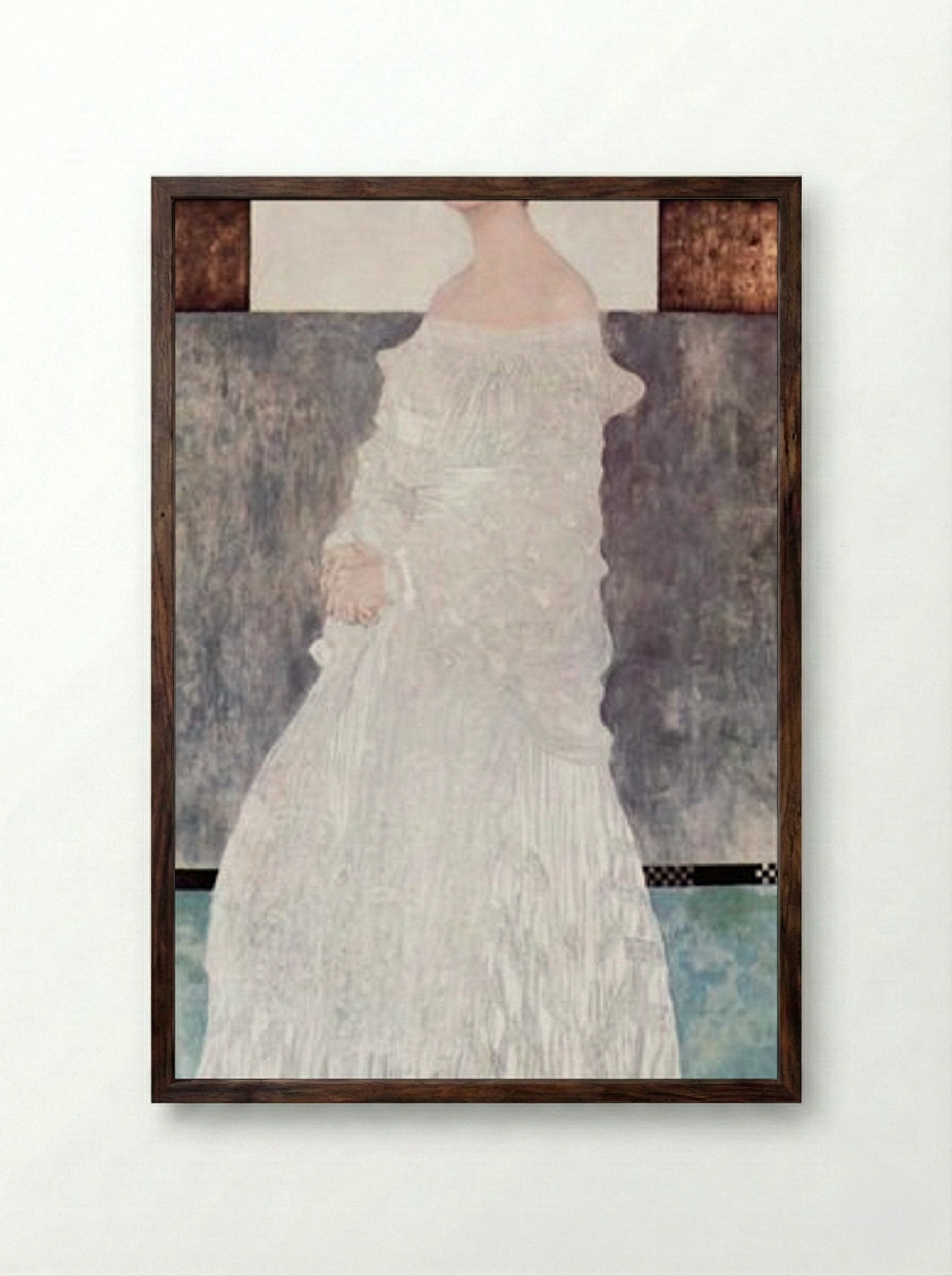 Portrait of Margaret Stonborough-Wittgenstein - Gustav Klimt - Framed Print Dark Wood