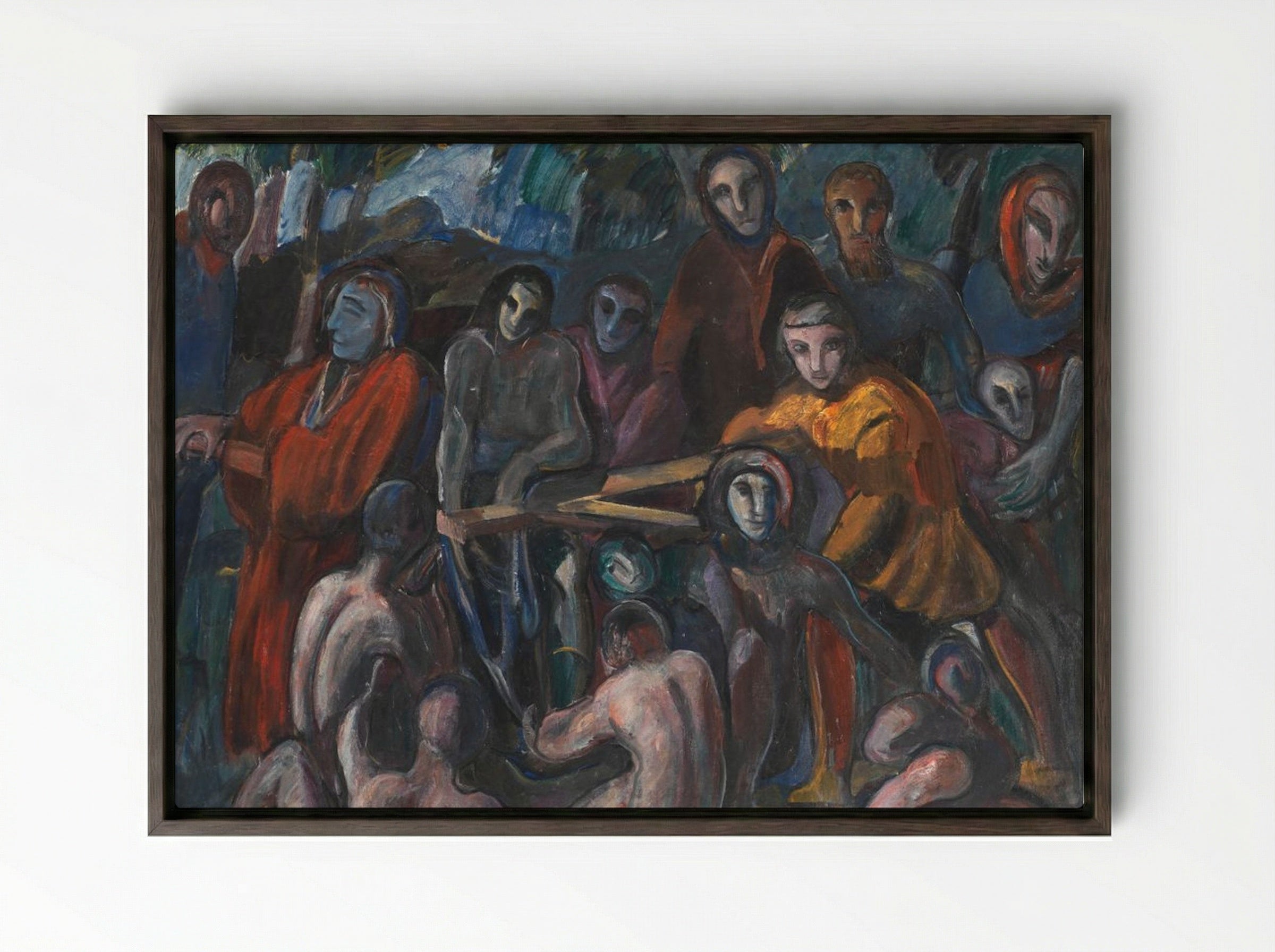 The Road to Golgotha - Jens Adolf Jerichau - Framed Canvas Dark Wood