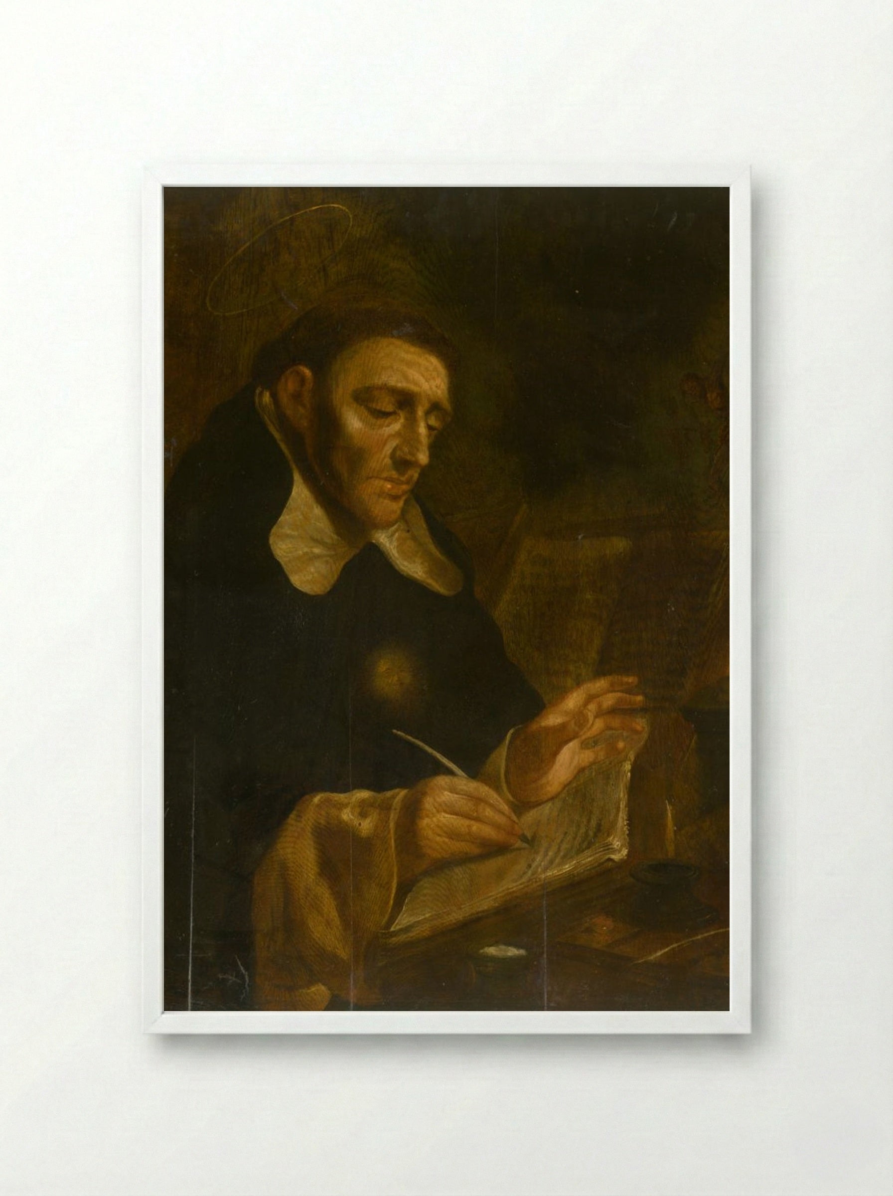 Saint Thomas Aquinas Writing - Jusepe de Ribera - Framed Print White