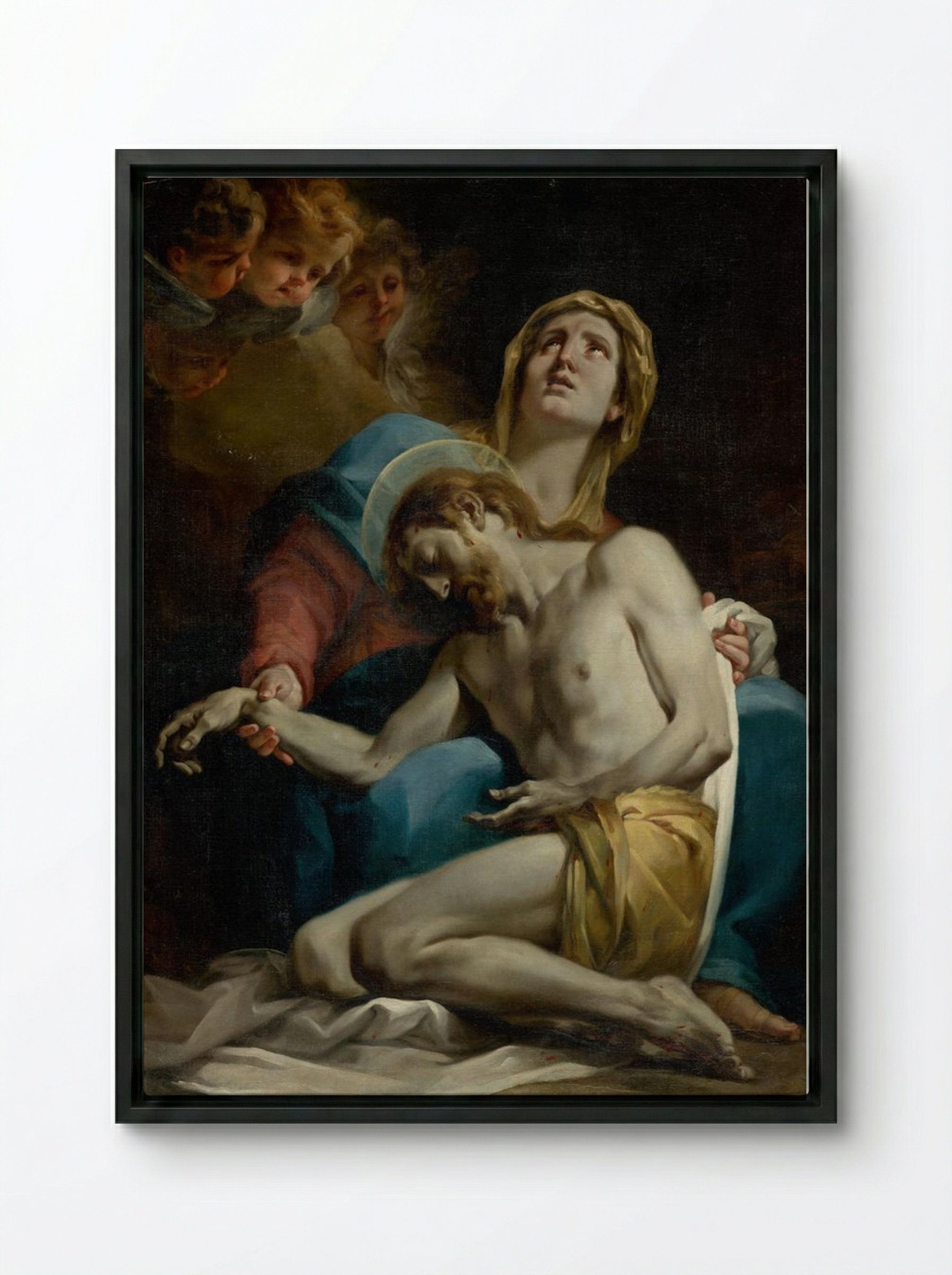 Pietà - Corrado Giaquinto - Framed Canvas Black