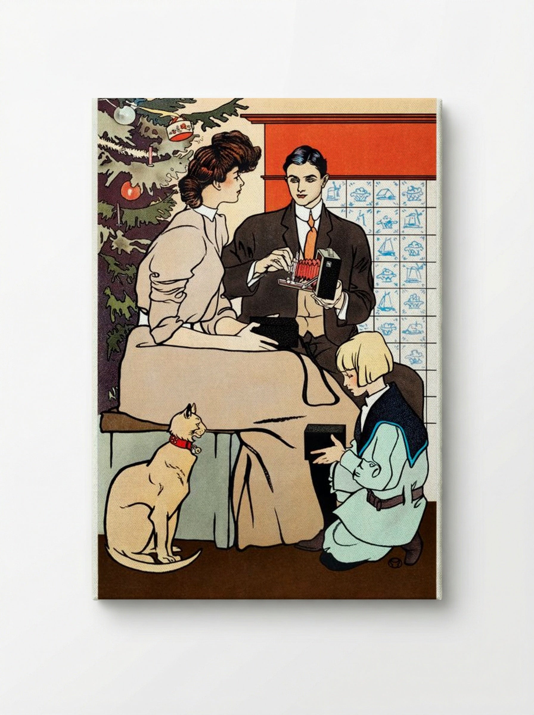 Vintage Christmas Morning (Family Scene with Camera) - Edward Penfield - Canvas
