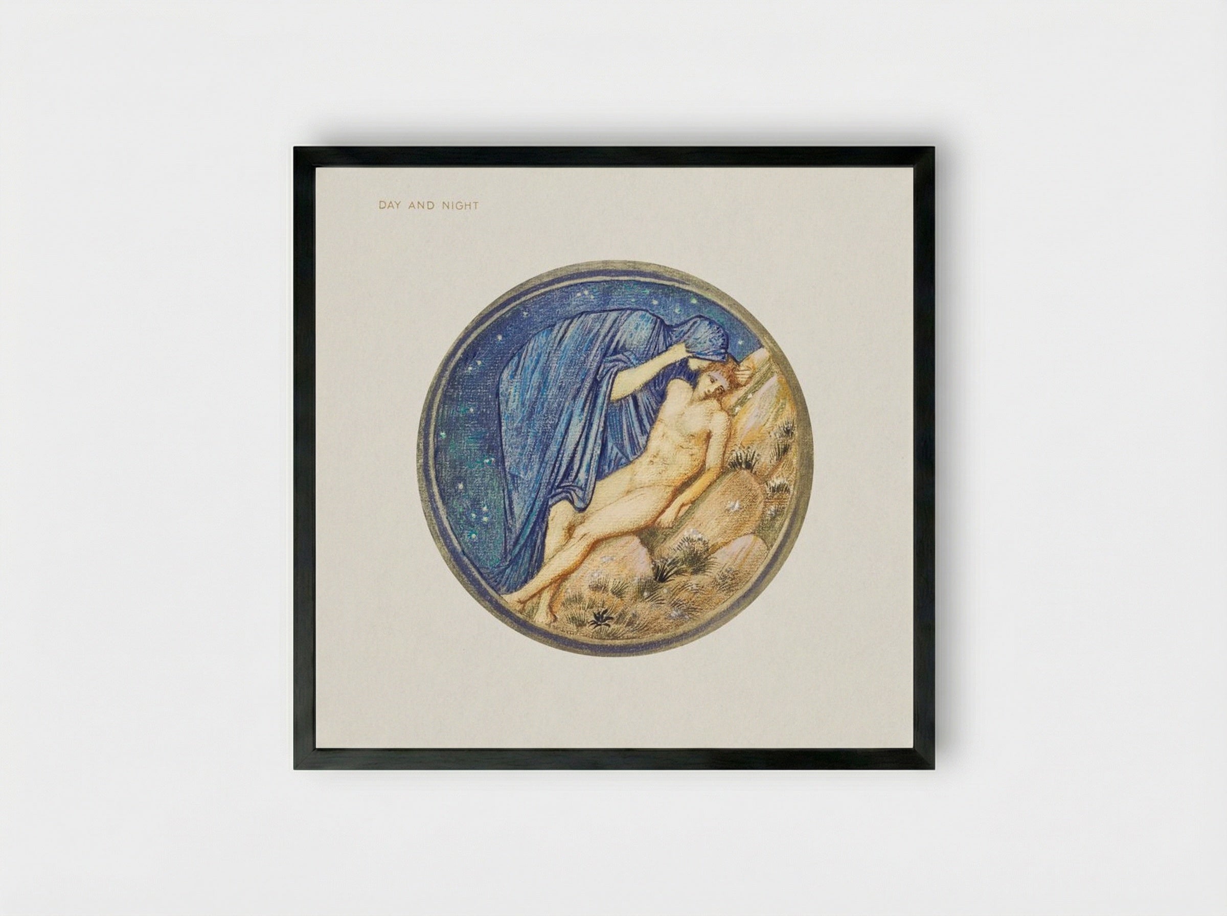 Day and Night from The Flower Book - Edward Burne-Jones - Framed Print Black