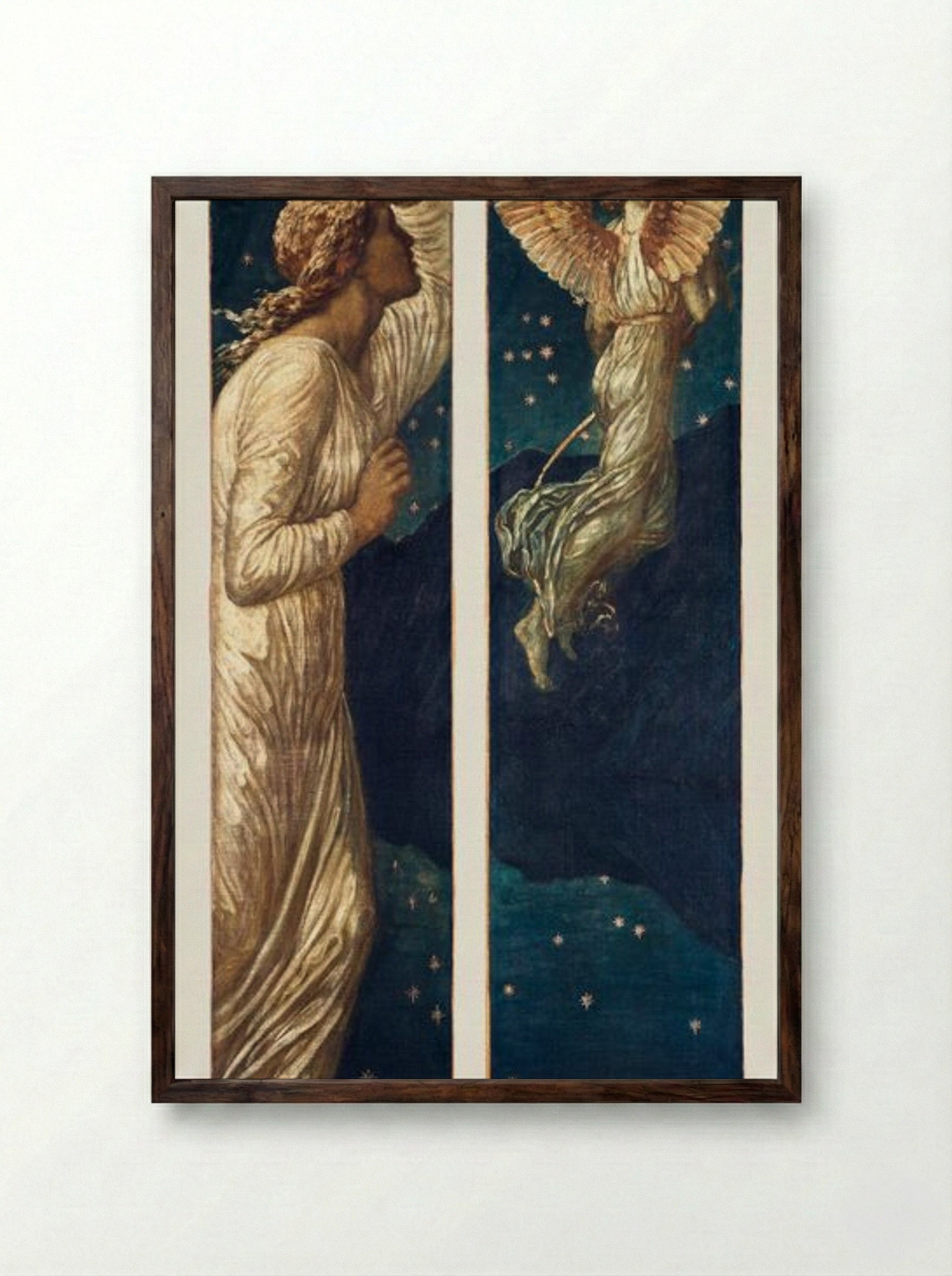 Cupid Flying Away from Psyche - Sir Edward Burne-Jones - Framed Print Dark Wood