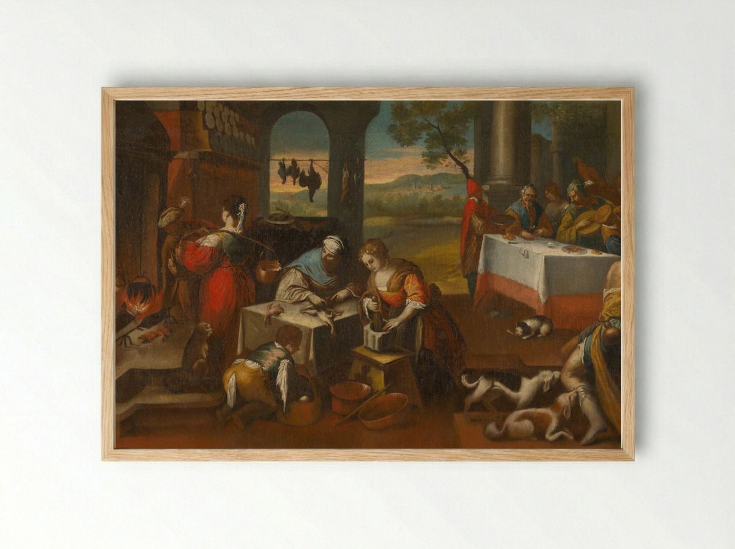 Kitchen Scene - Vincenzo Campi - Framed Print Wood