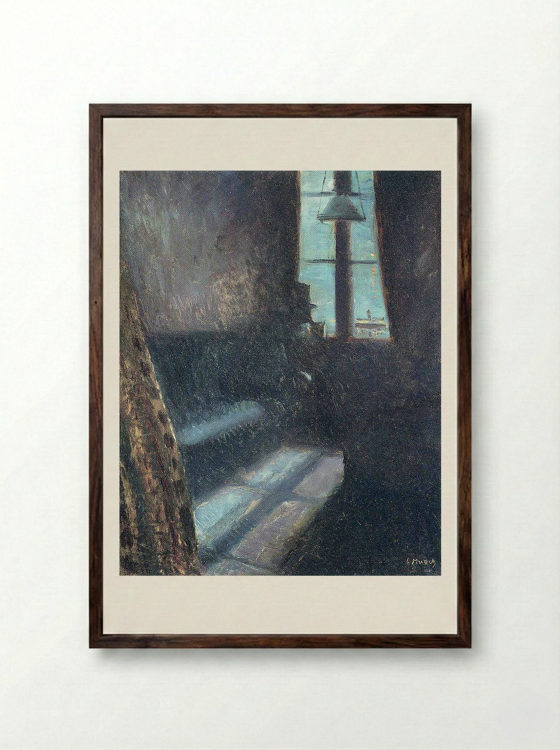 Night in Saint-Cloud - Edvard Munch - Framed Print Dark Wood