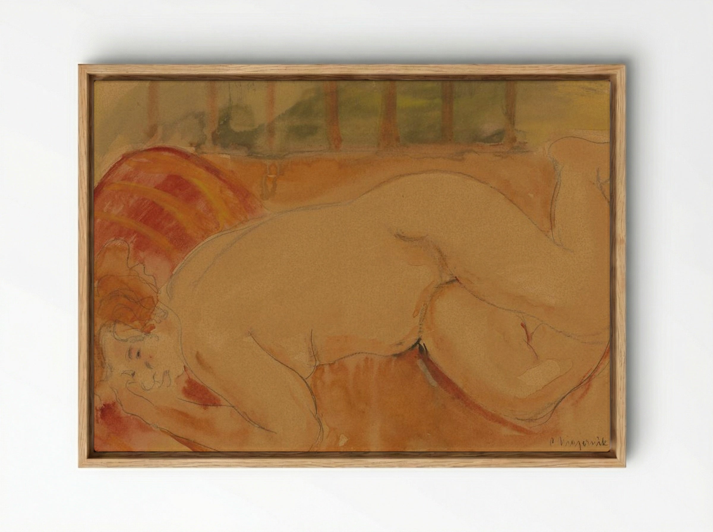 Reclining Nude - Cyprián Majerník - Framed Canvas Wood