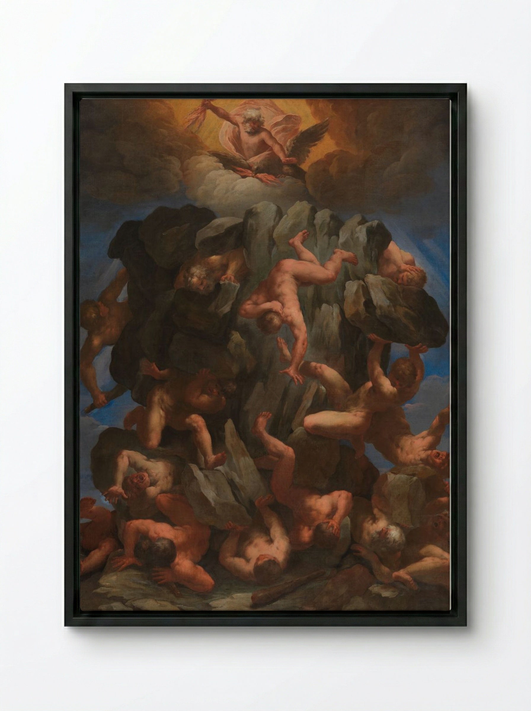The Fall of the Giants - Guido Reni - Framed Canvas Black