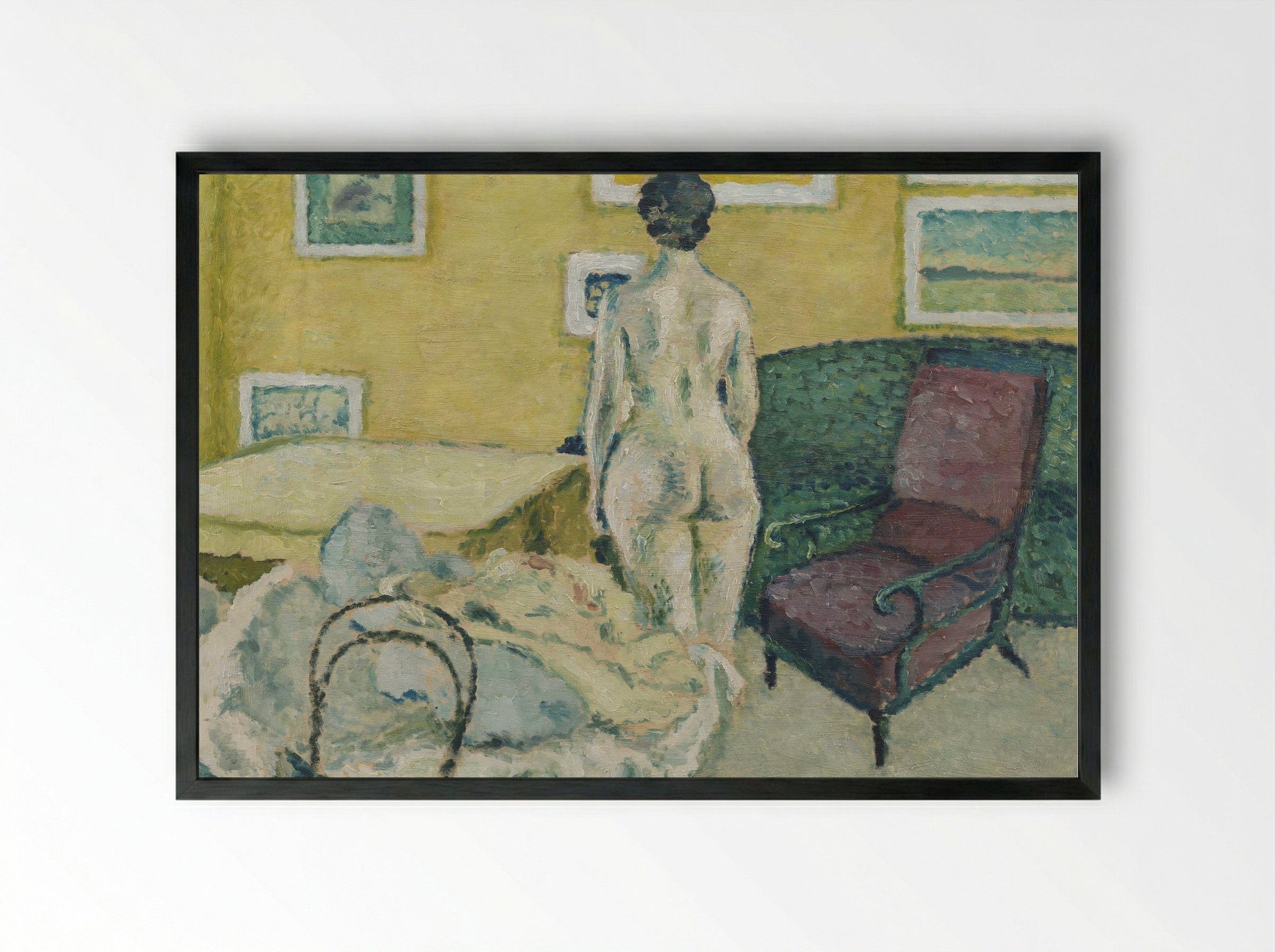 Model Figure in Interior - Harald Giersing - Framed Print Black
