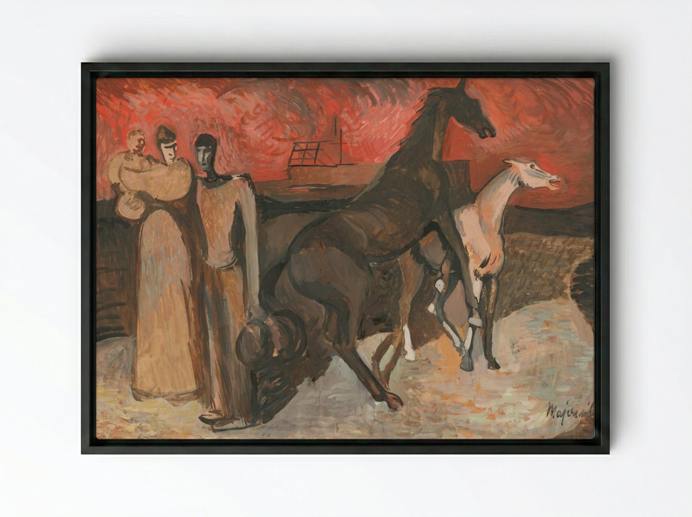 Fire - Refugees - Cyprián Majerník - Framed Canvas Black