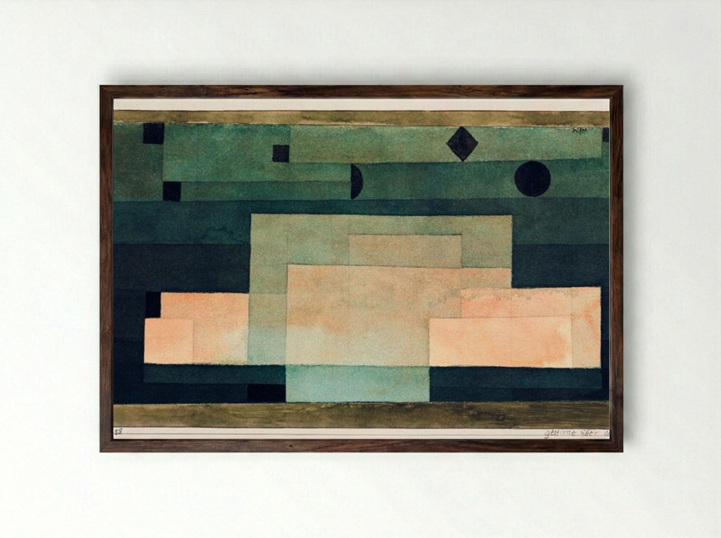 The Firmament Above the Temple - Paul Klee - Framed Print Dark Wood
