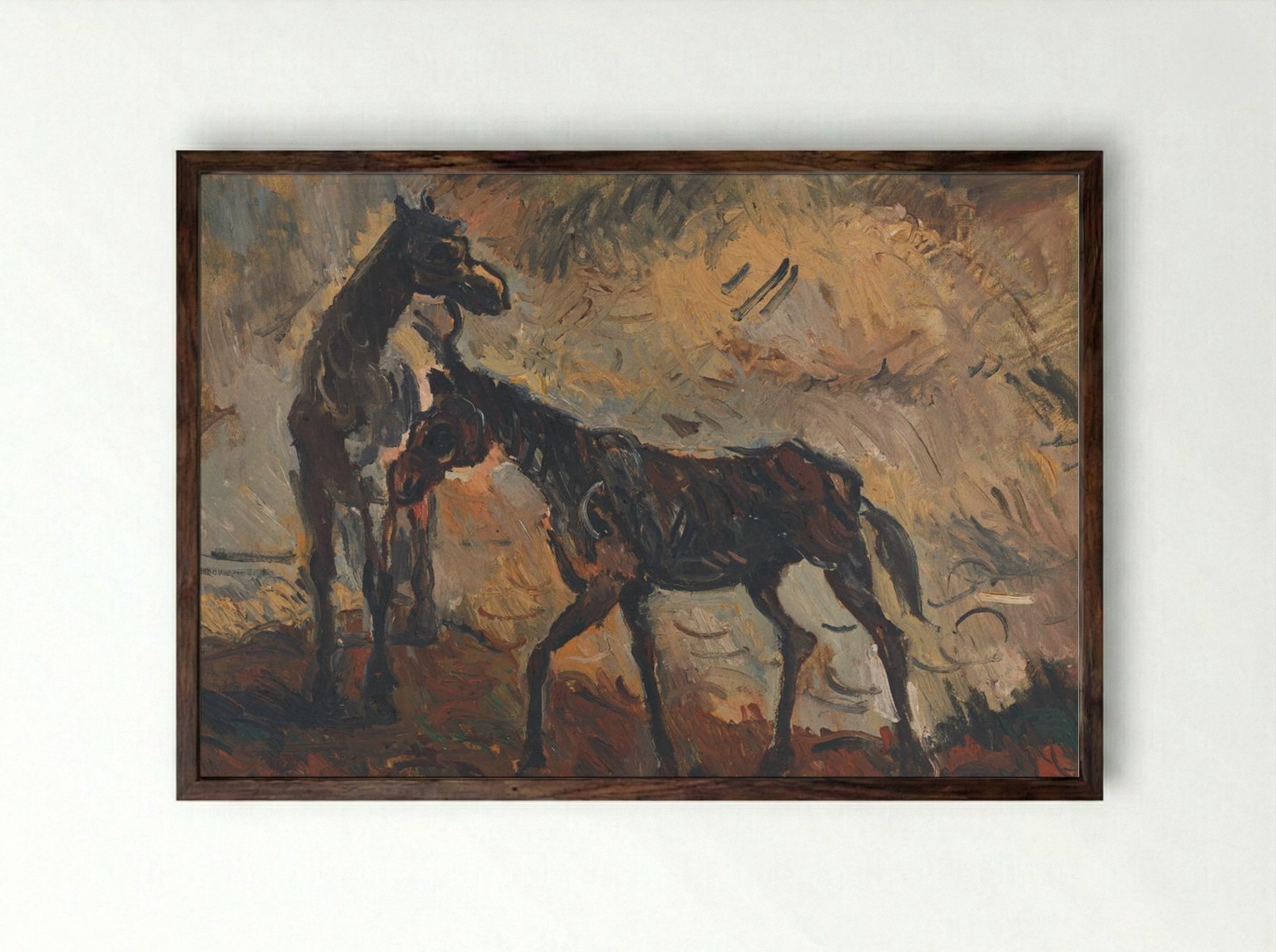 Runaway Horses - Cyprián Majerník - Framed Print Dark Wood