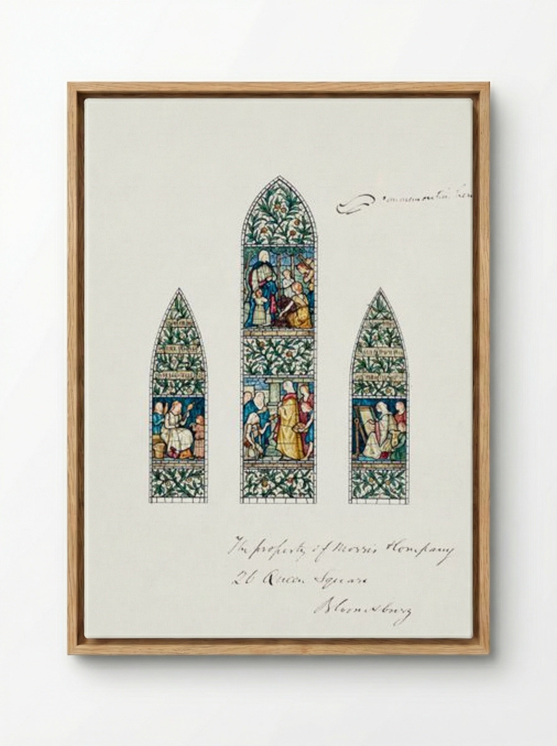 Design for Stained Glass, Southeast Window, Nave, Paisley Abbey, Scotland - Edward Burne-Jones - Framed Canvas Wood