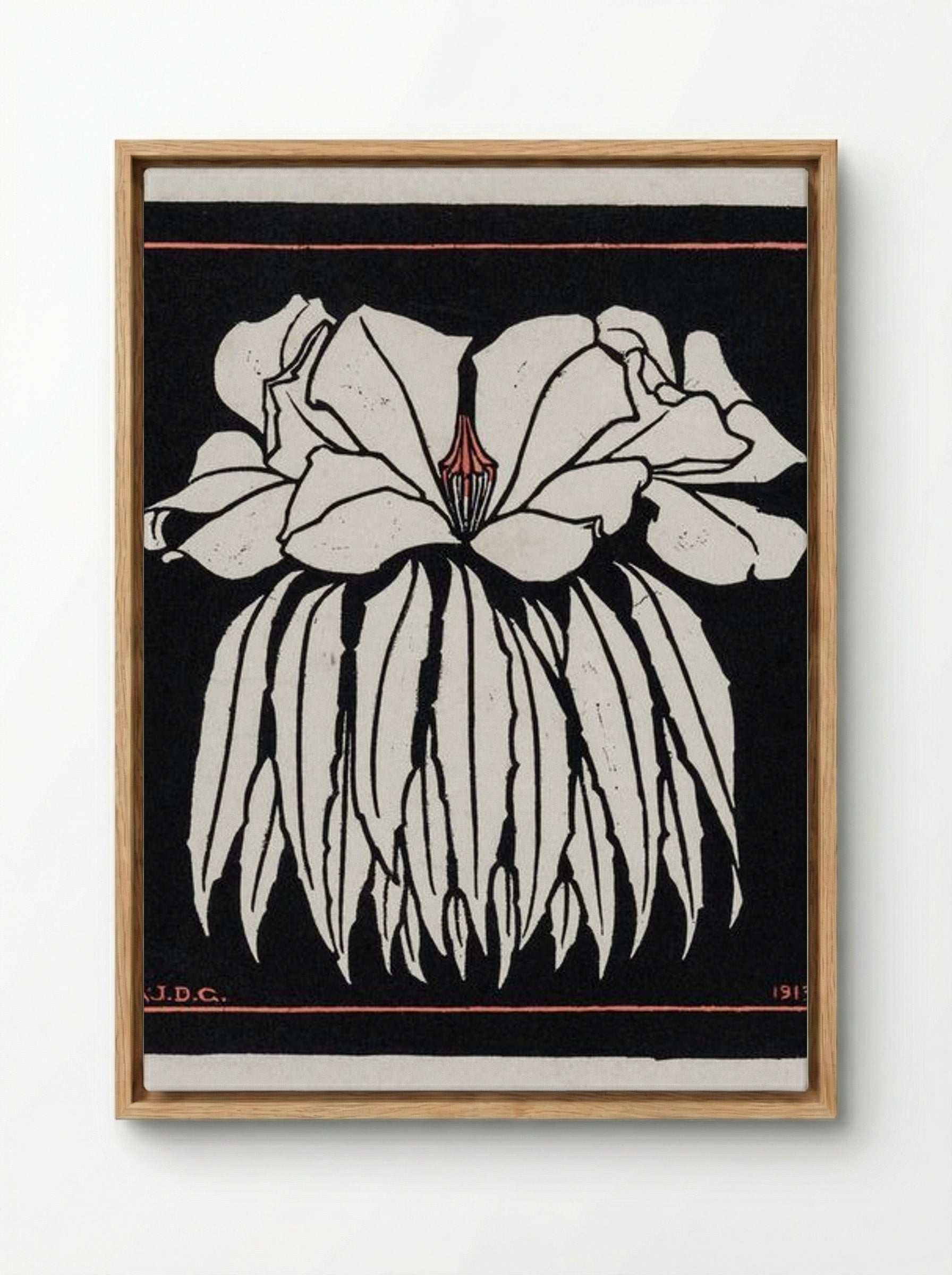 Godetia - Julie de Graag - Framed Canvas Wood