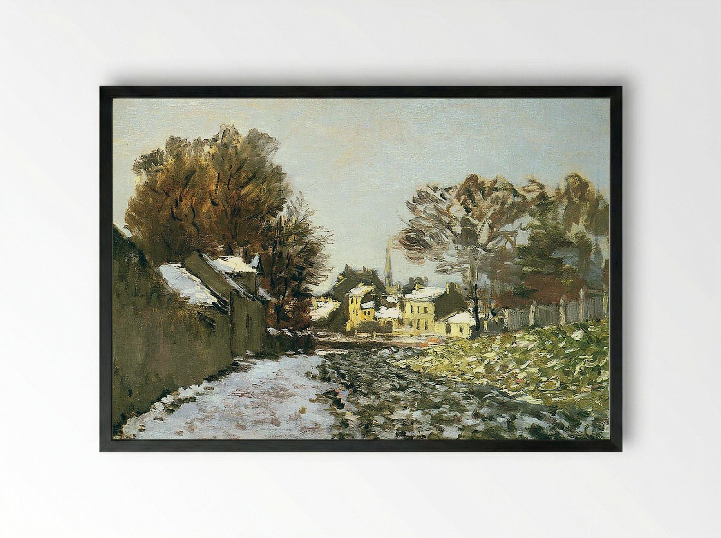 Snow at Argenteuil - Claude Monet - Framed Print Black