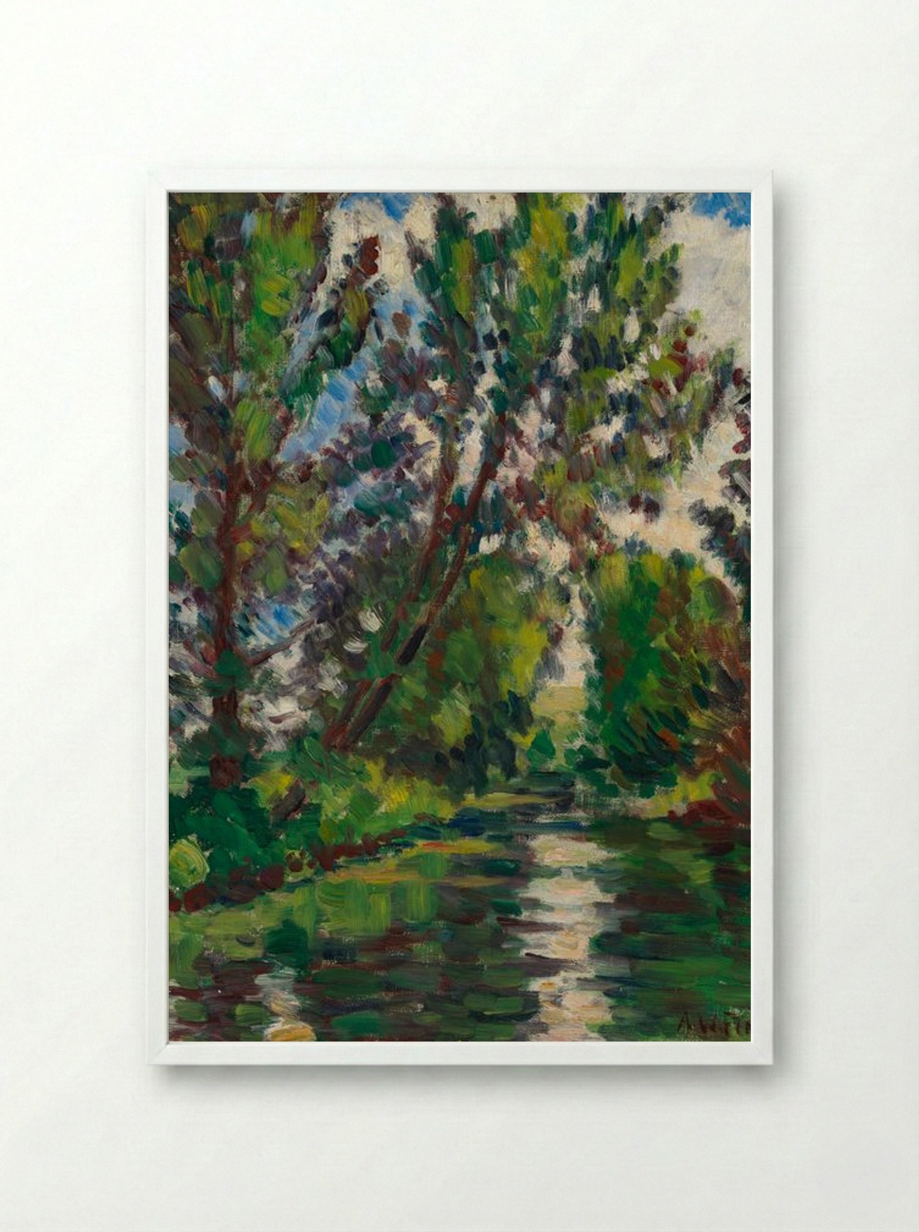 River Landscape - Alfred William Finch - Framed Print White