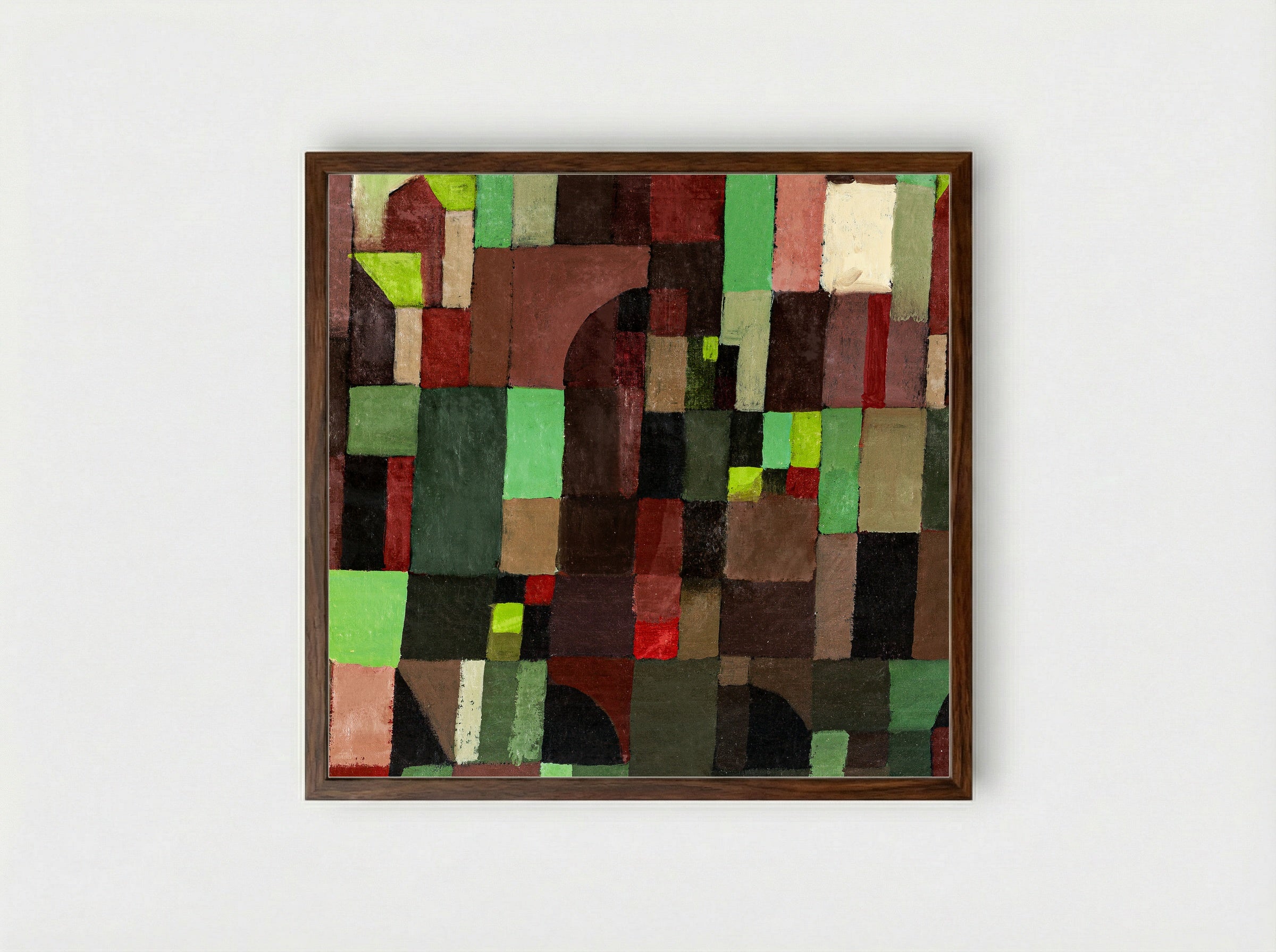 Red and Green Architecture - Paul Klee - Framed Print Dark Wood