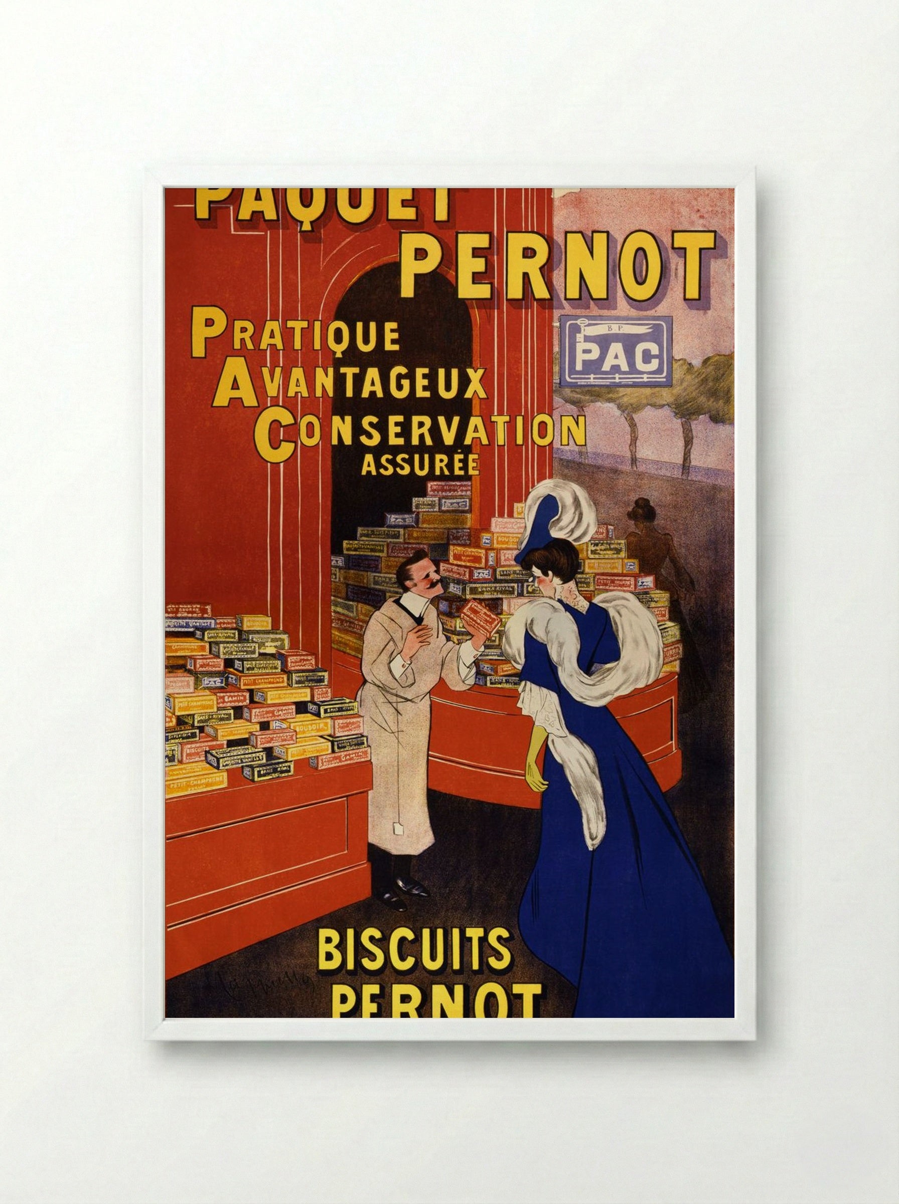 Paquet Pernot Biscuits Pernot - Leonetto Cappiello - Framed Print White