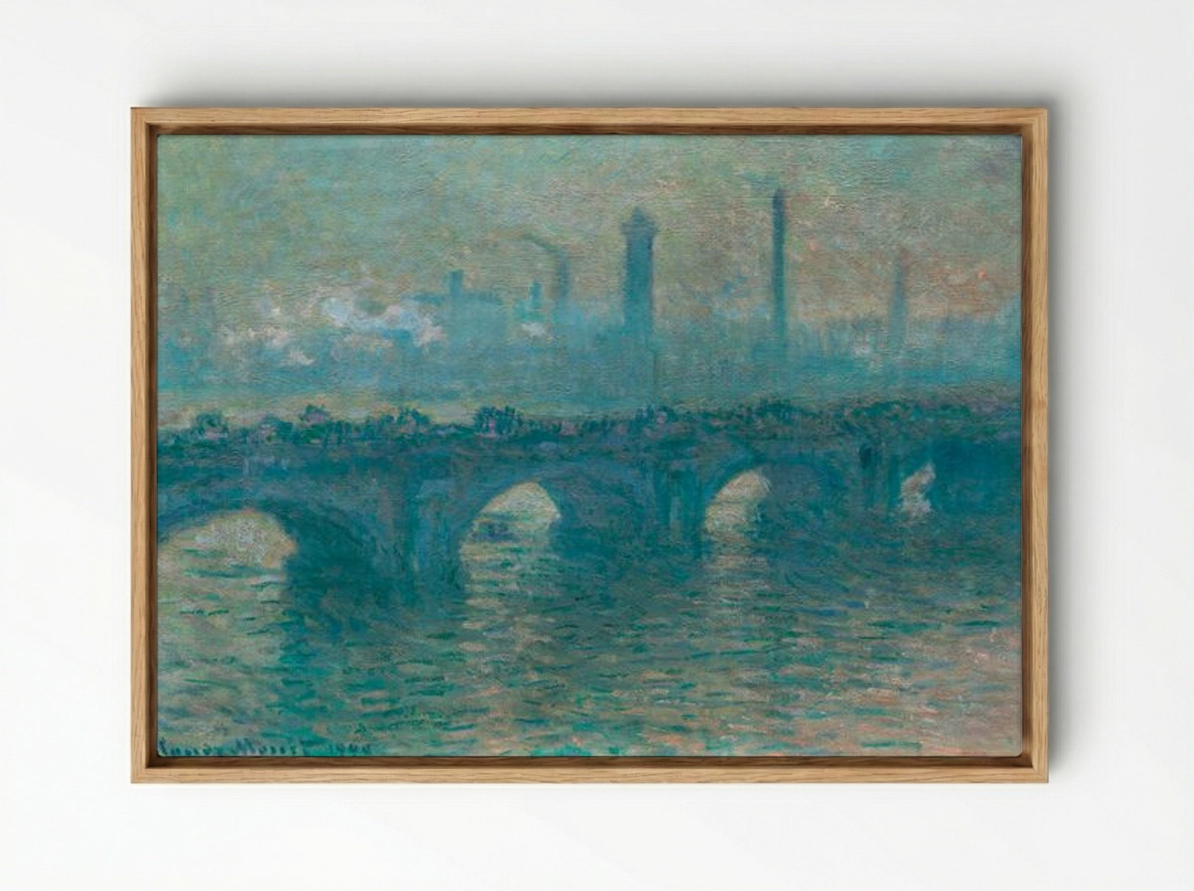 Waterloo Bridge, Grey Weather - Claude Monet - Framed Canvas Wood