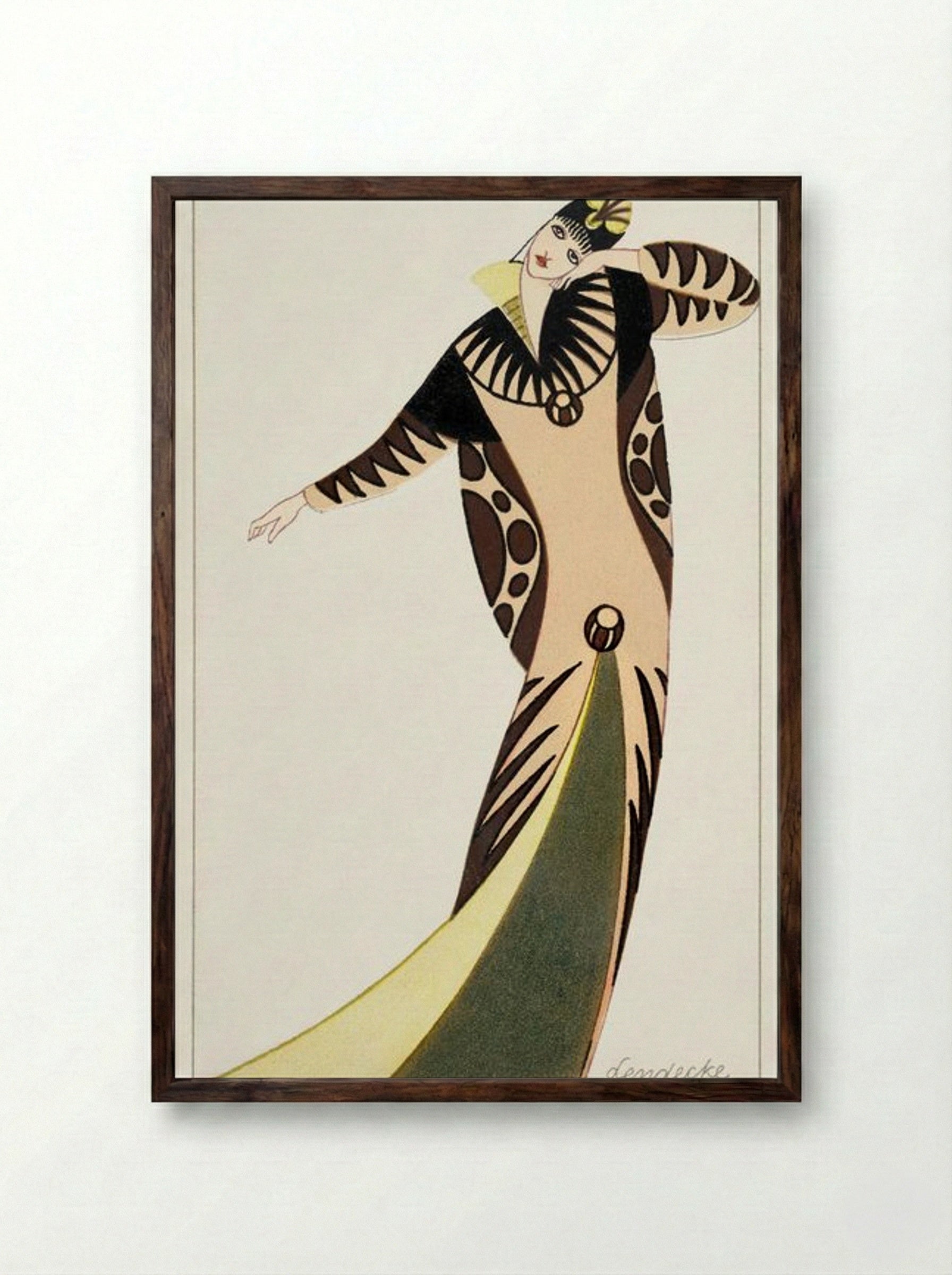 Woman in a Long Tubular Dress - Otto Friedrich Carl Lendecke - Framed Print Dark Wood