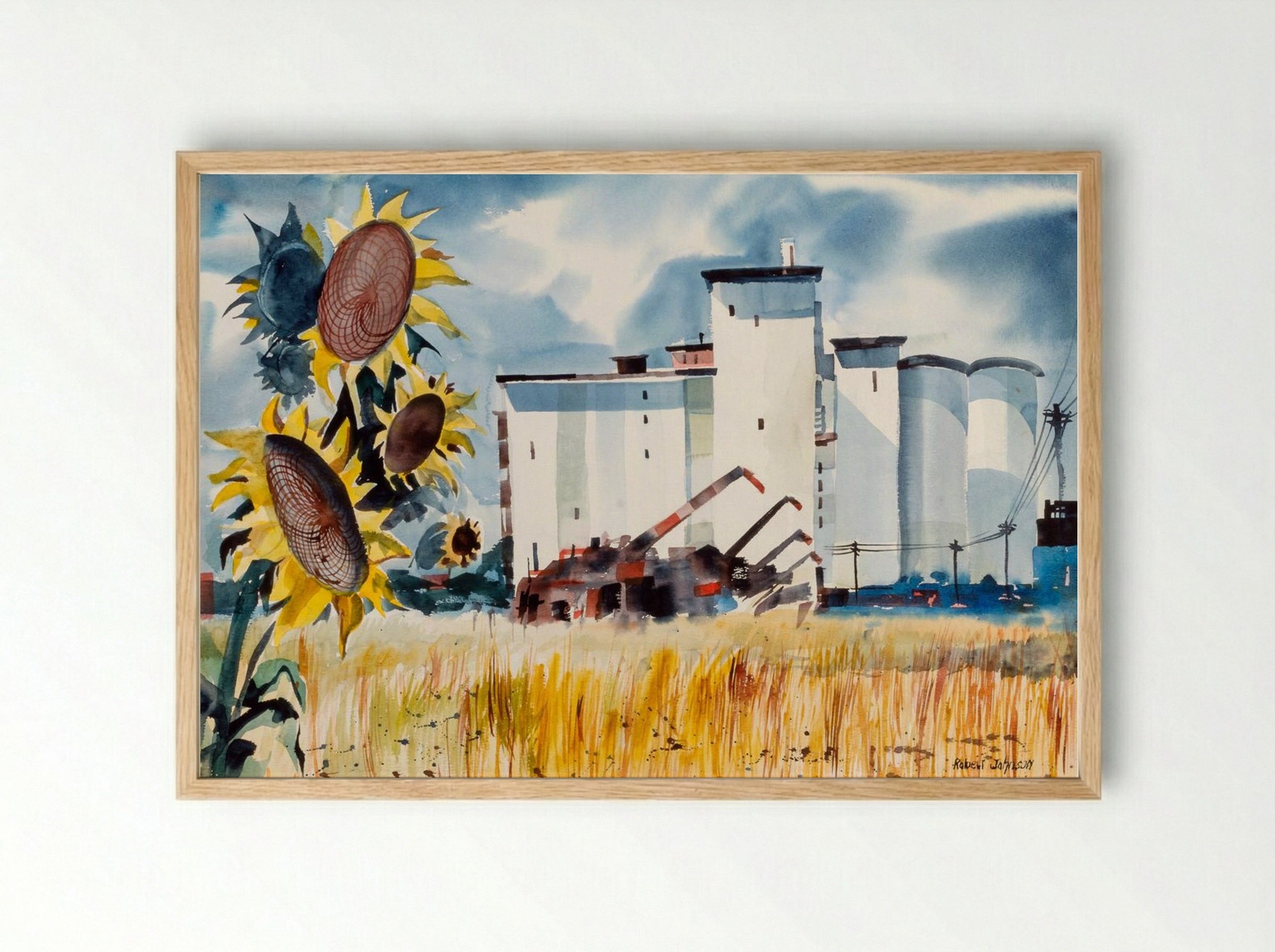 Grain Elevator, Kansas - Robert Johnson - Framed Print Wood