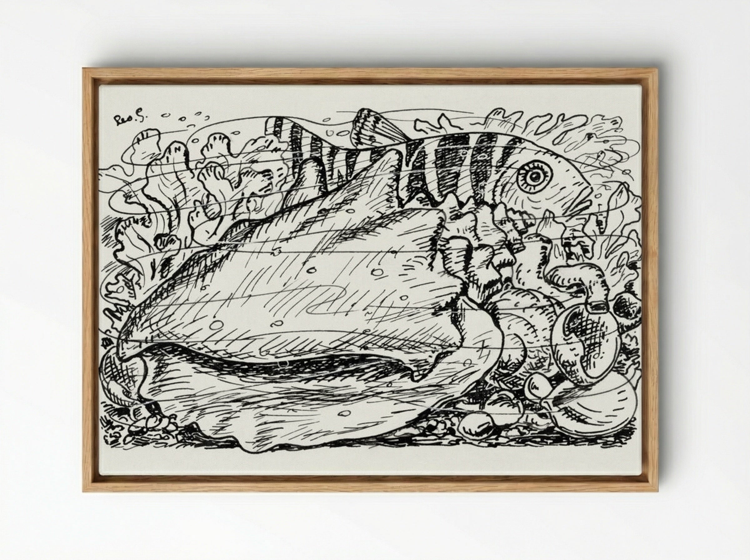 Fish and Shell in the Water - Leo Gestel - Framed Canvas Wood