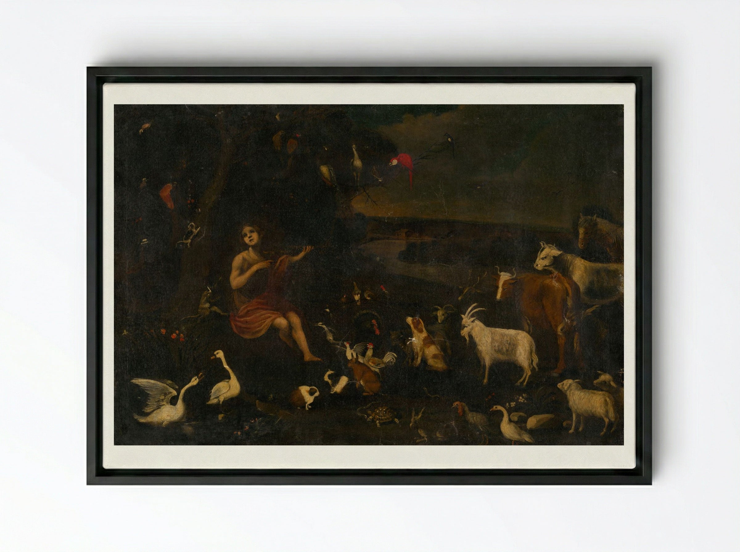 Orpheus Charming the Animals - Roelant Savery - Framed Canvas Black