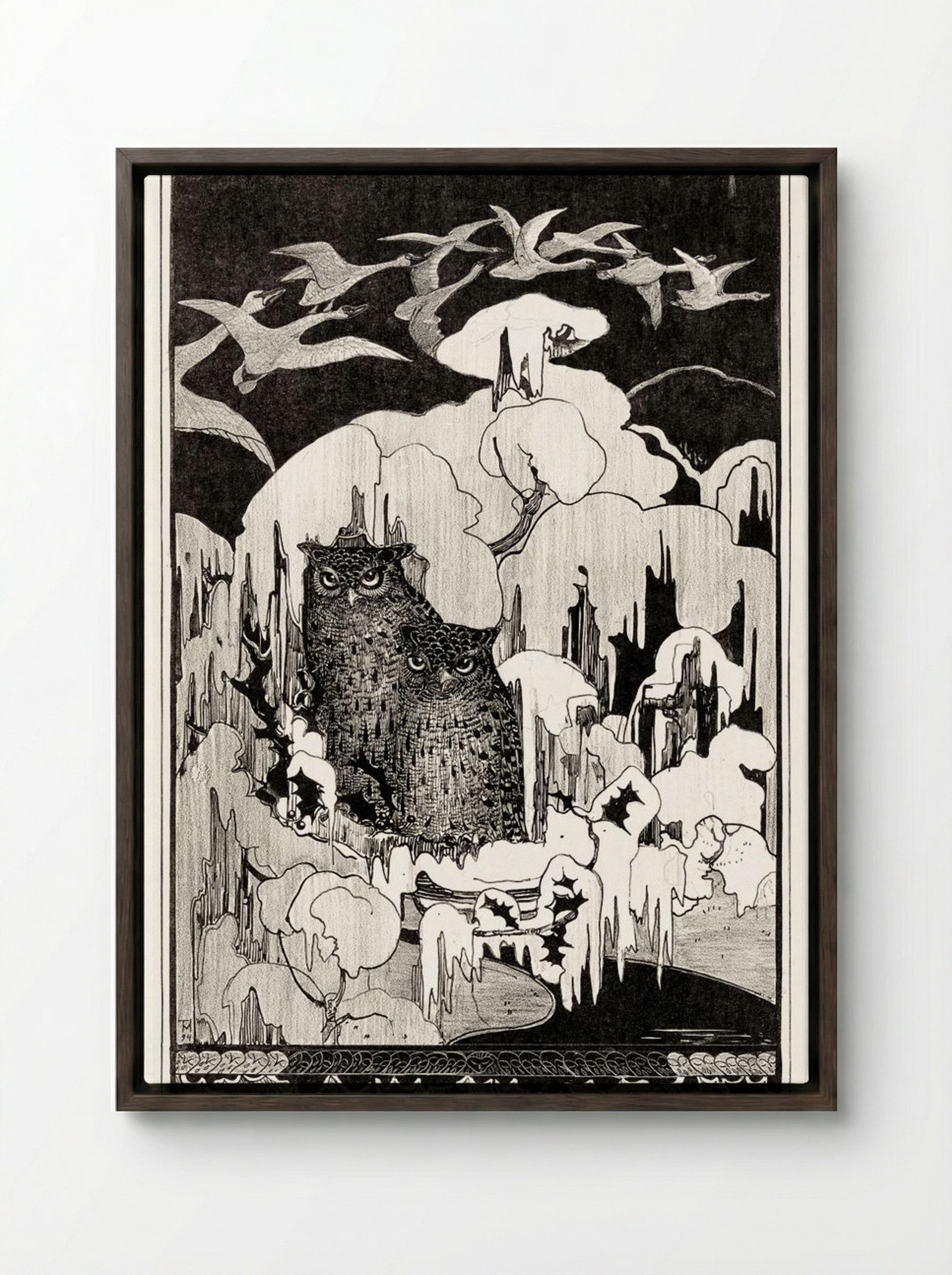 Kerstnacht (Christmas Night) - Theo van Hoytema - Framed Canvas Dark Wood