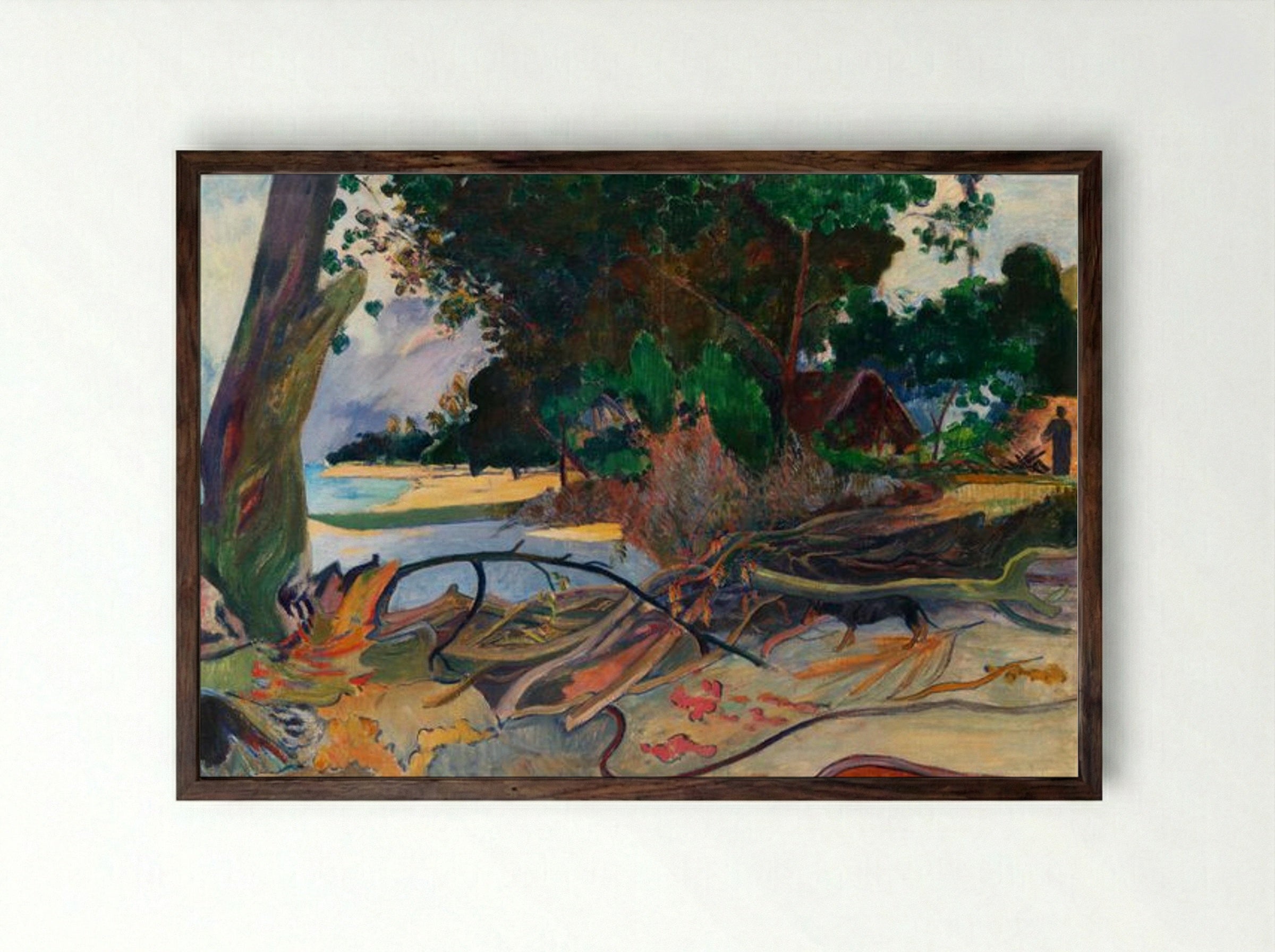 The Hibiscus Tree (Te burao) - Paul Gauguin - Framed Print Dark Wood