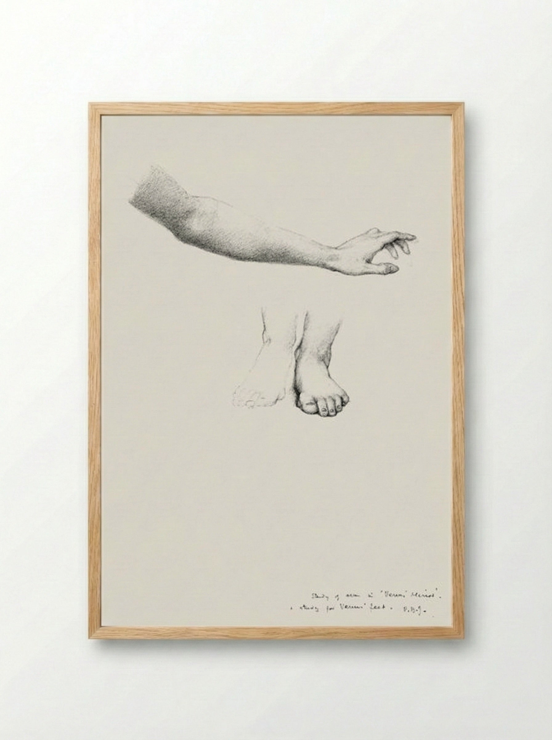 Study of Arm and Feet for 'The Mirror of Venus' - Edward Burne-Jones - Framed Print Wood