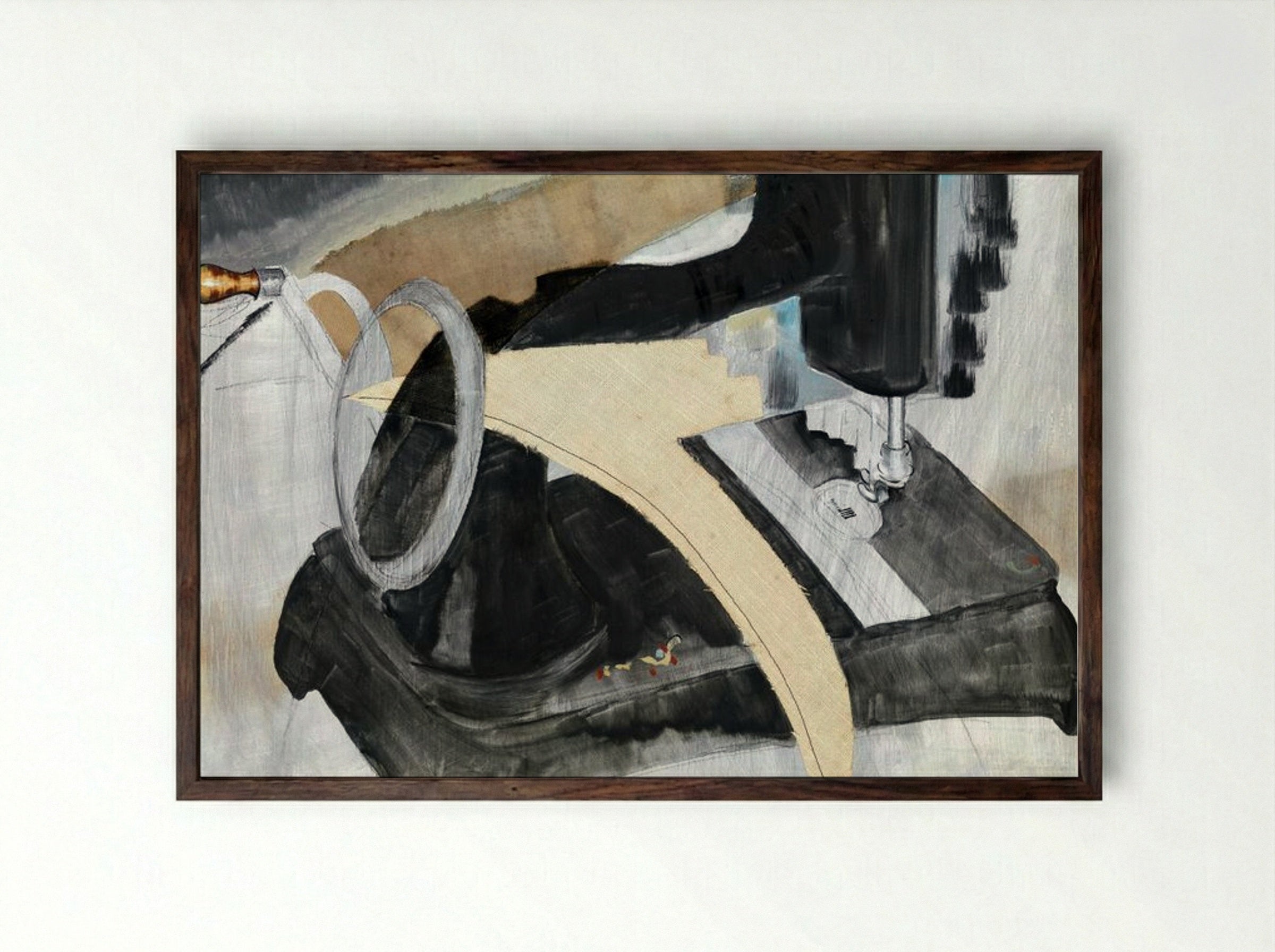 Dove's Hand Sewing Machine - Arthur Dove - Framed Print Dark Wood